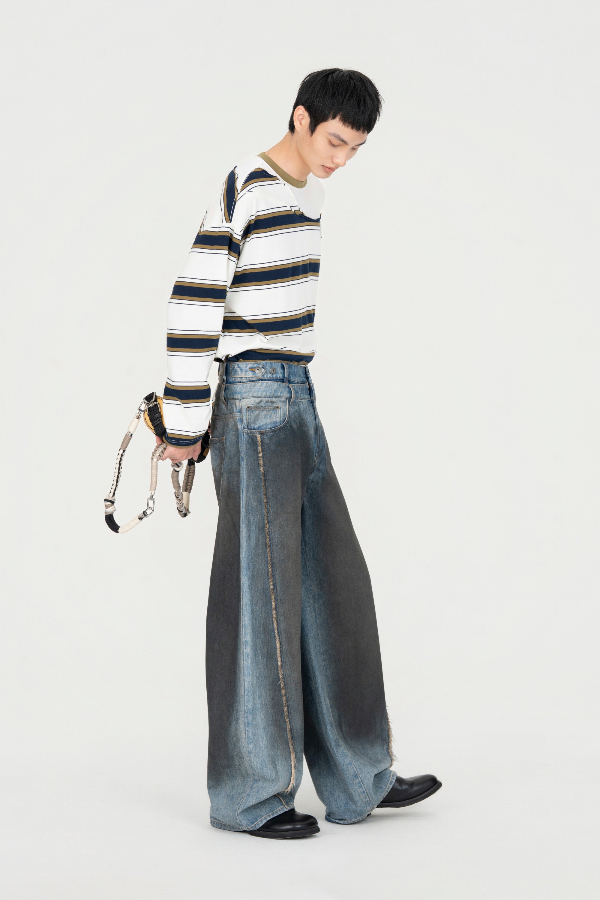 DOUBLE WAIST GRADIENT INDIGO DNEIM TROUSERS