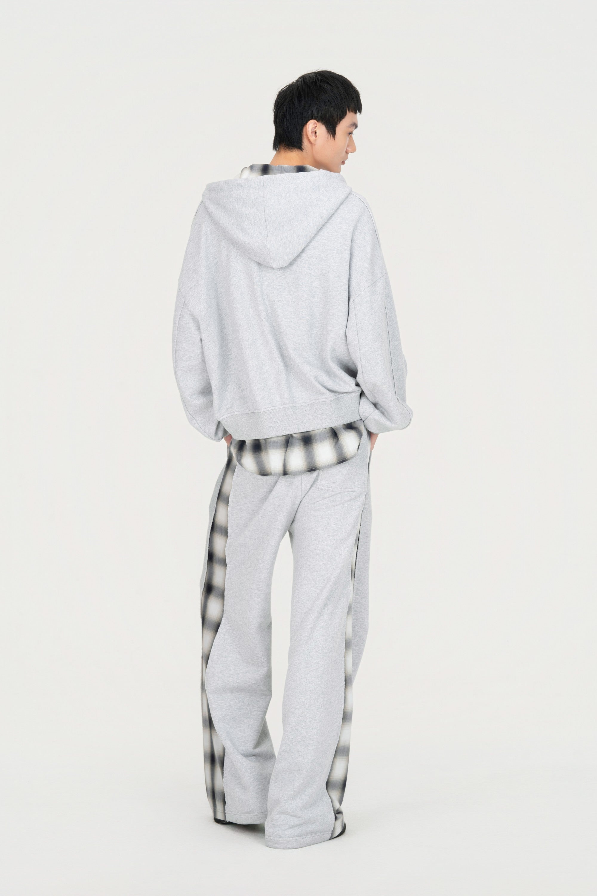 2 IN 1 ZIP HOODIE WITH CHECK SHIRT