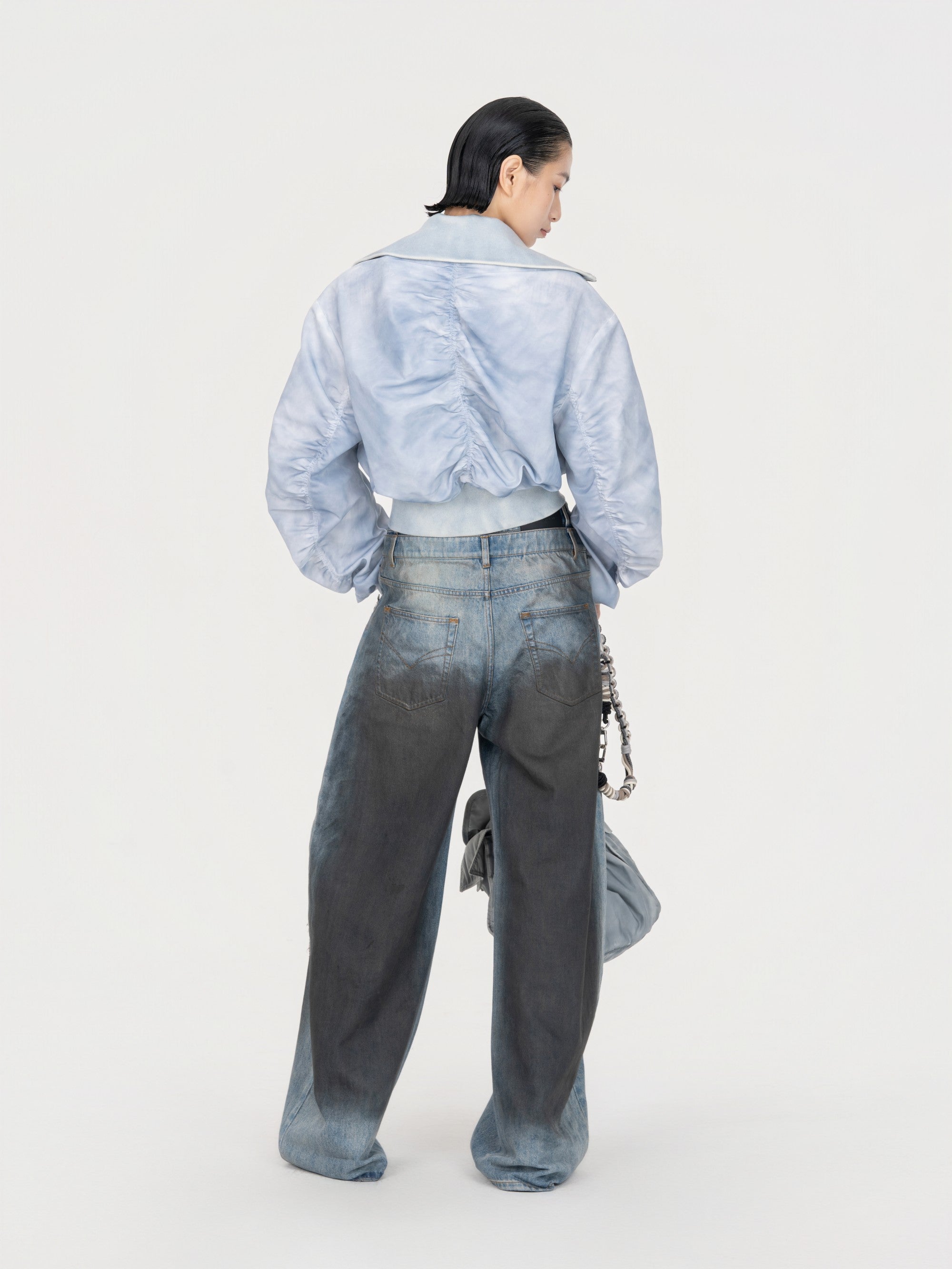 DOUBLE WAIST GRADIENT INDIGO DNEIM TROUSERS