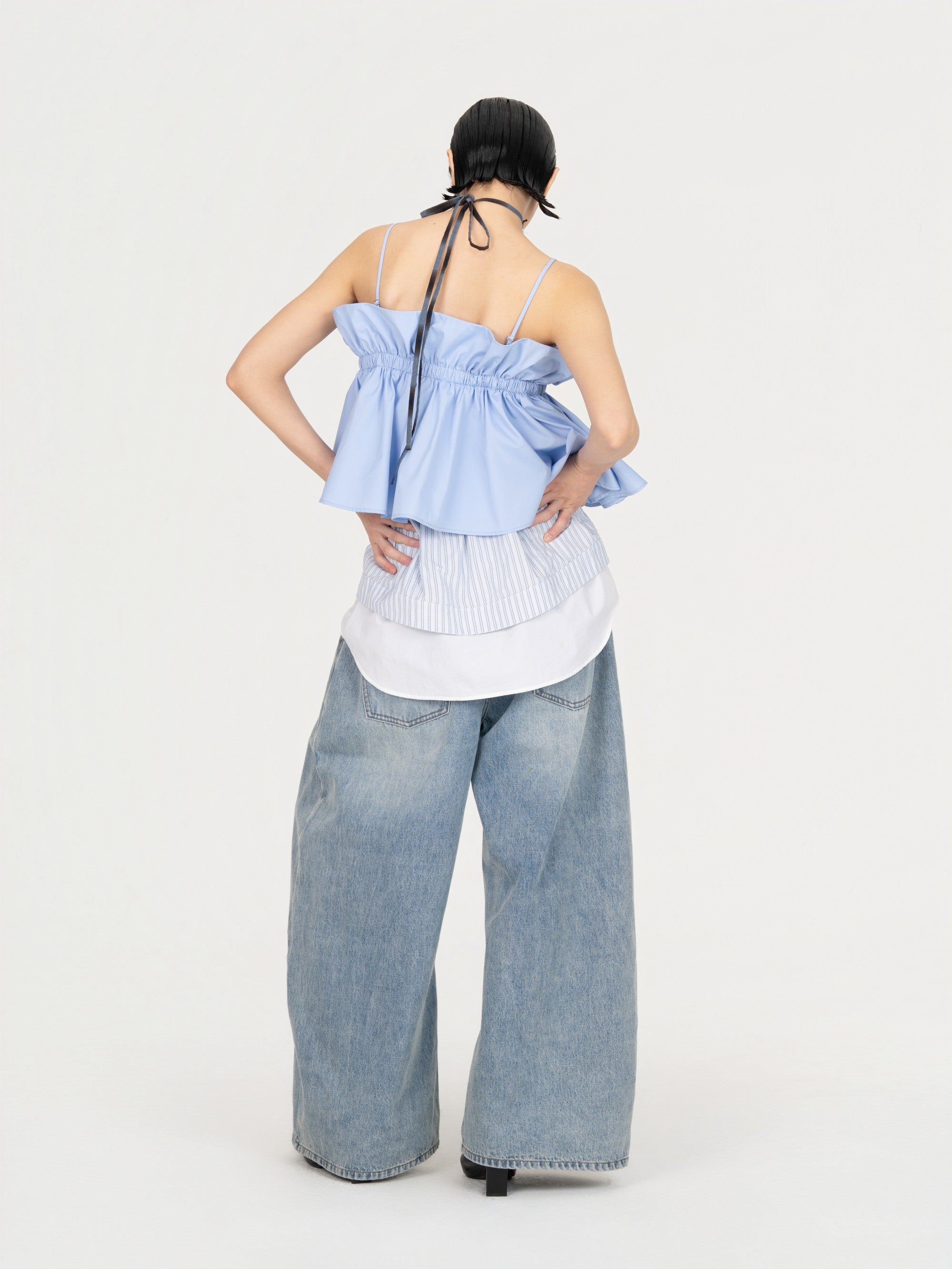 2 IN 1DECONSTRUCTED DENIM TROUSERS