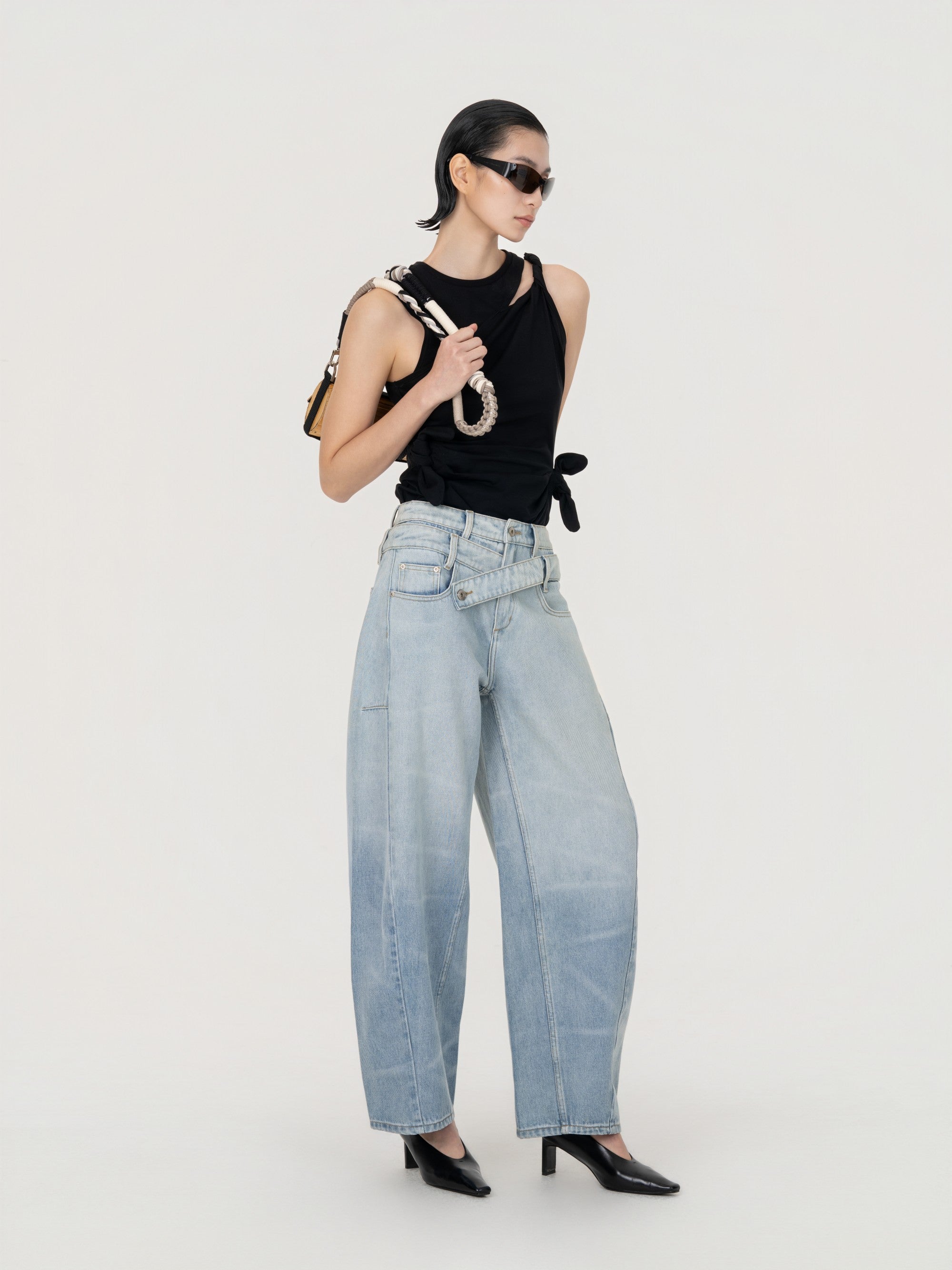 DOUBLE WASIT DENIM TROUSERS