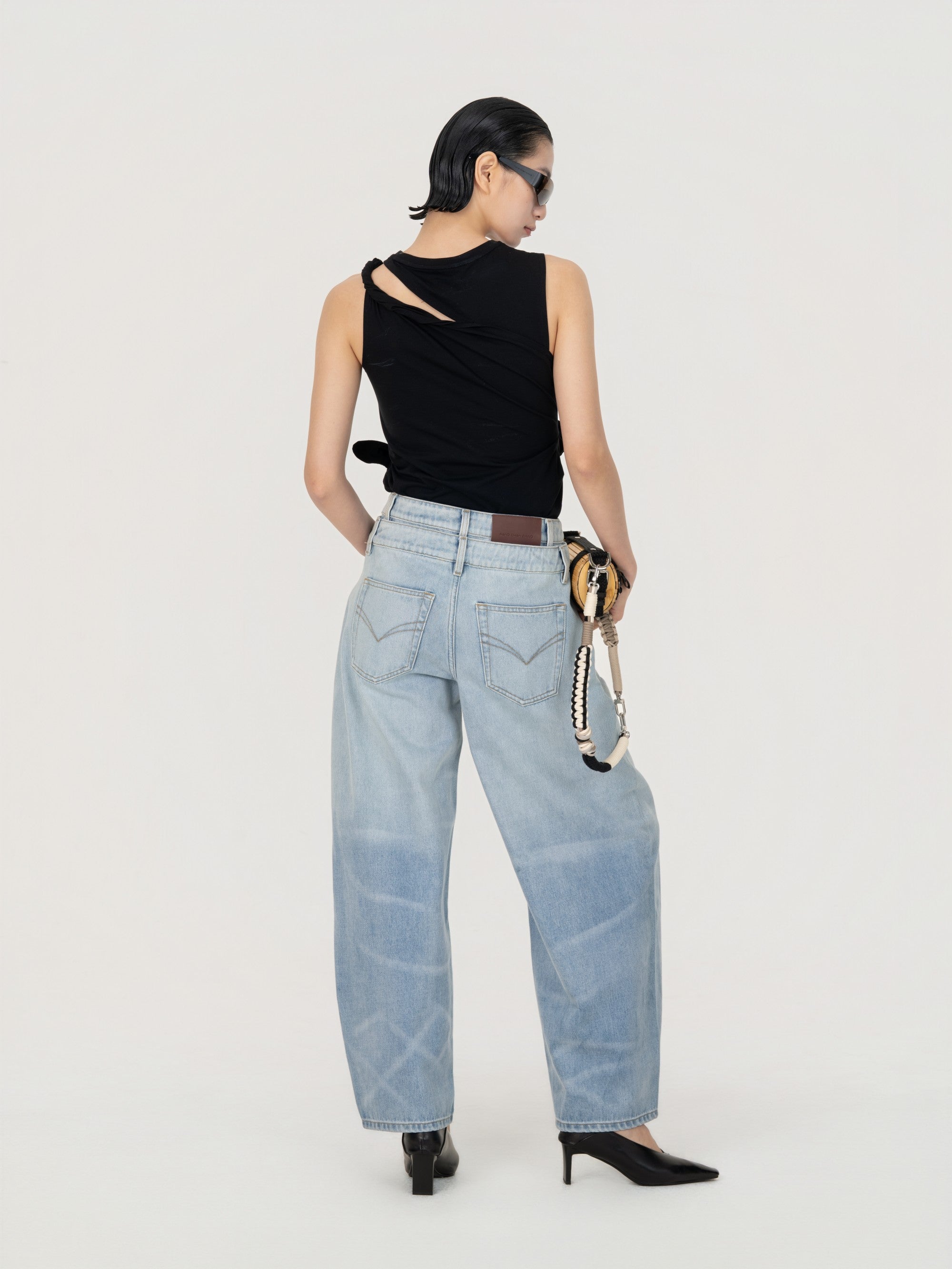 DOUBLE WASIT DENIM TROUSERS