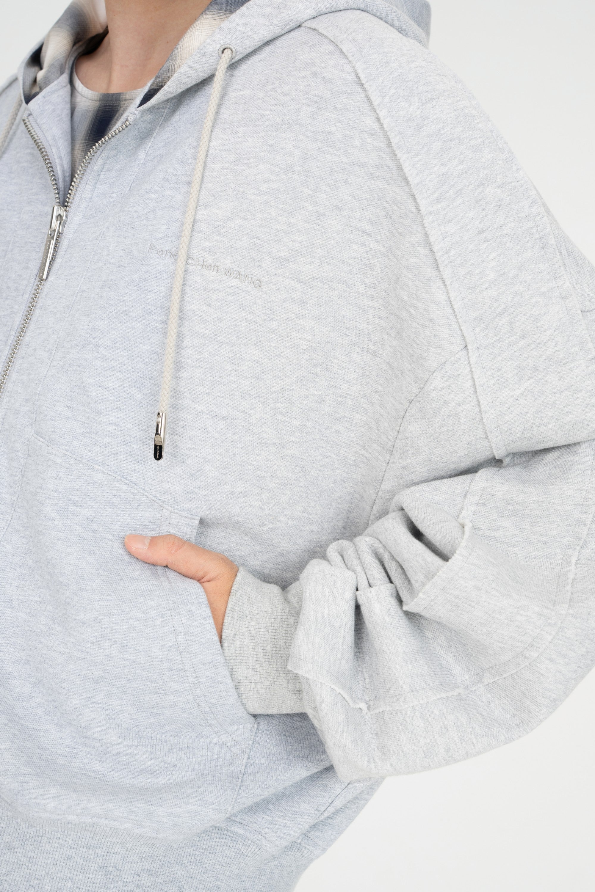 2 IN 1 ZIP HOODIE WITH CHECK SHIRT