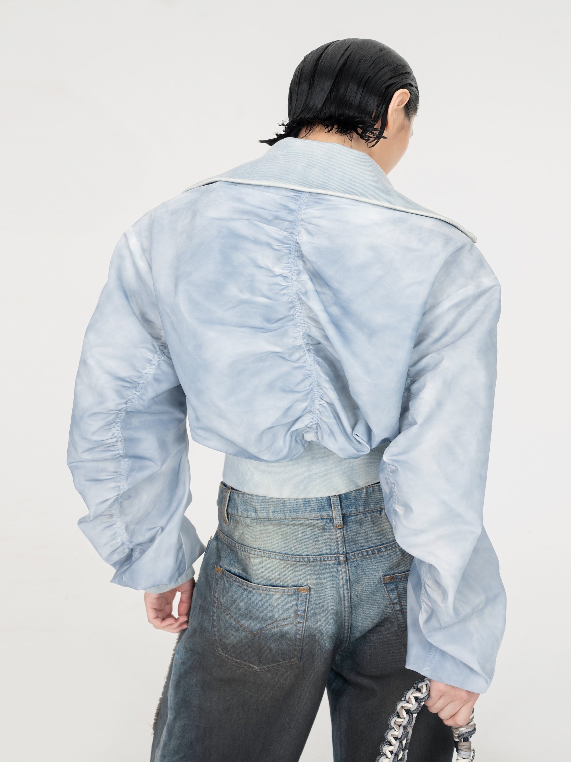 CROP JACKET IN SPRAY PAINTED NYLON - Feng Chen Wang