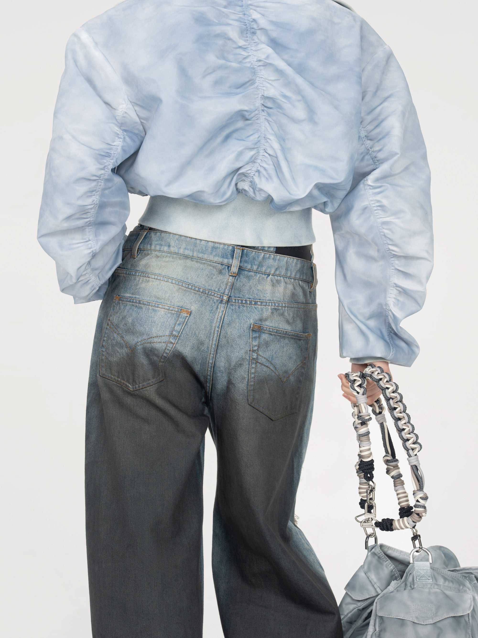 CROP JACKET IN SPRAY PAINTED NYLON - Feng Chen Wang