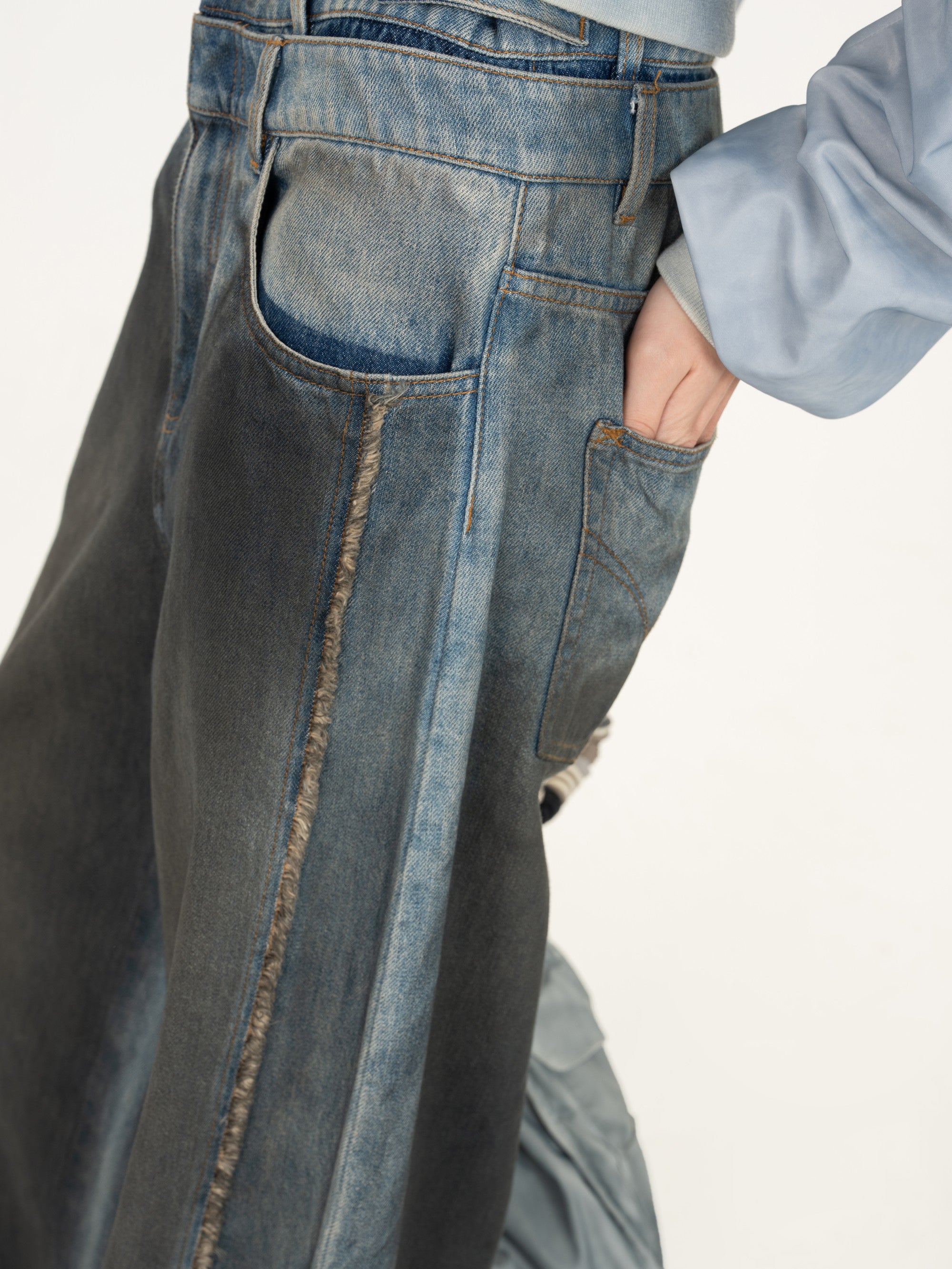 DOUBLE WAIST GRADIENT INDIGO DNEIM TROUSERS
