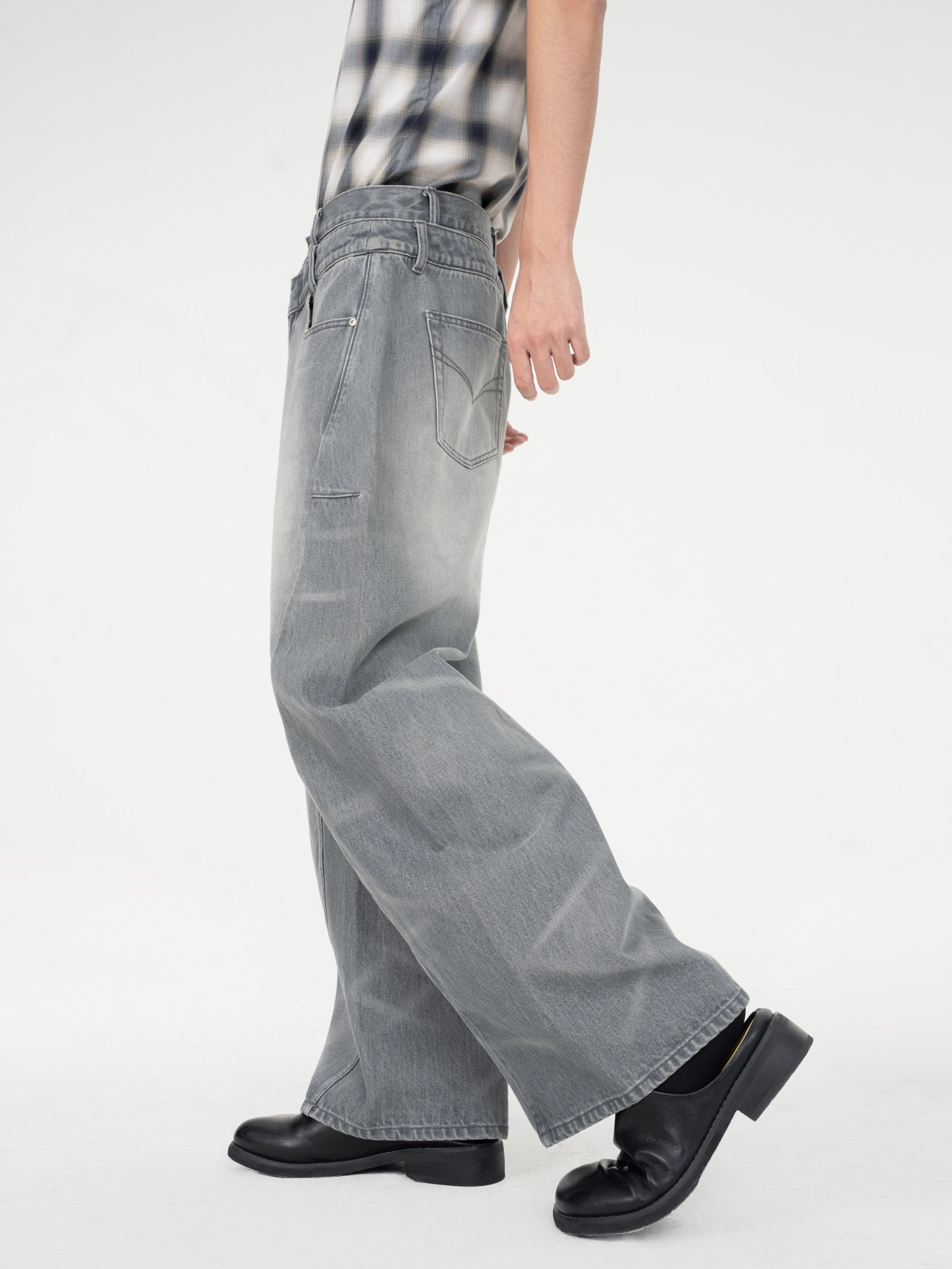 WASHED DENIM TROUSERS