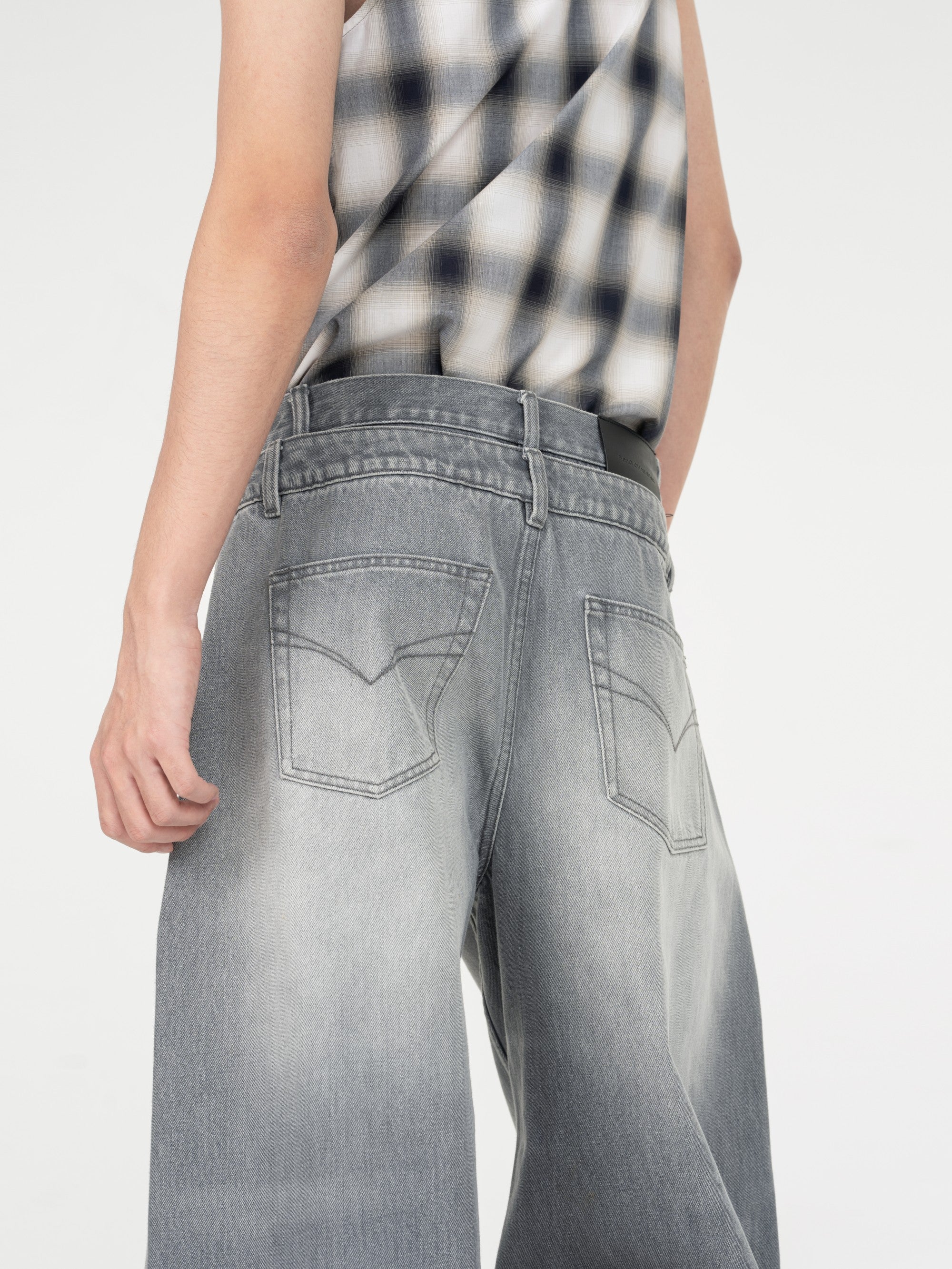 WASHED DENIM TROUSERS