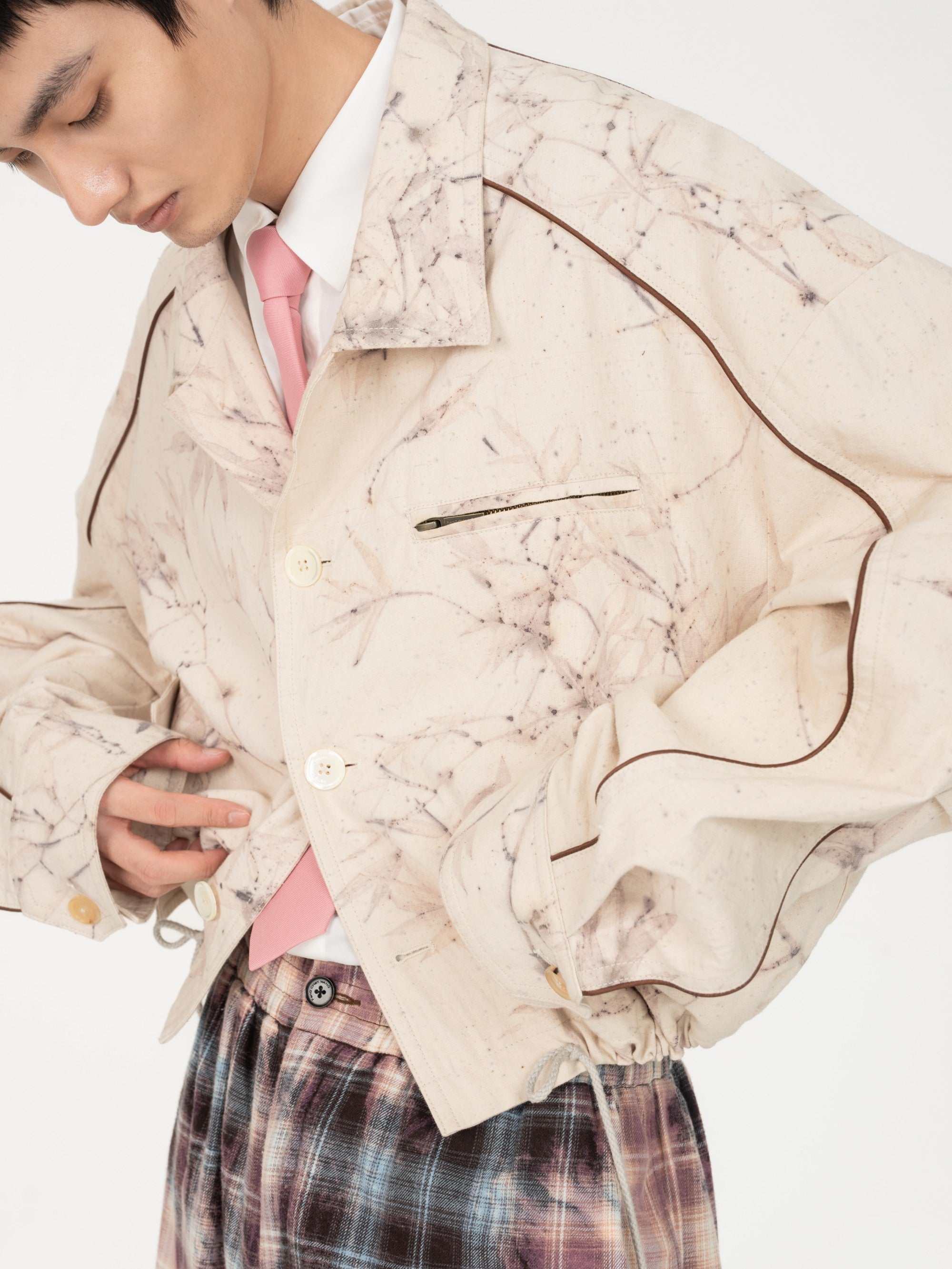 2 IN 1 JACKET WITH PLANTS DYE ON ANTIQUE FABRIC