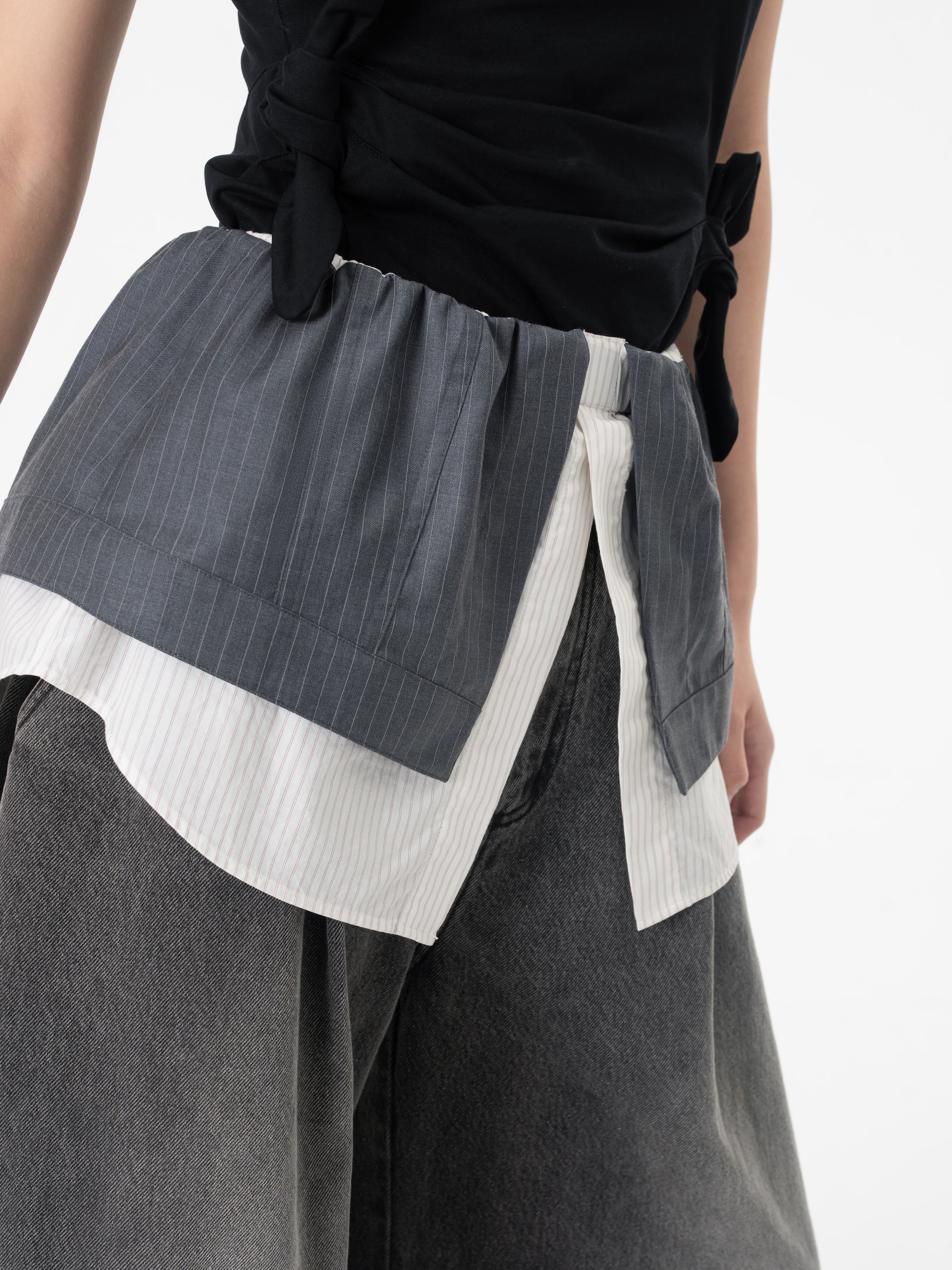 2 IN 1DECONSTRUCTED DENIM TROUSERS