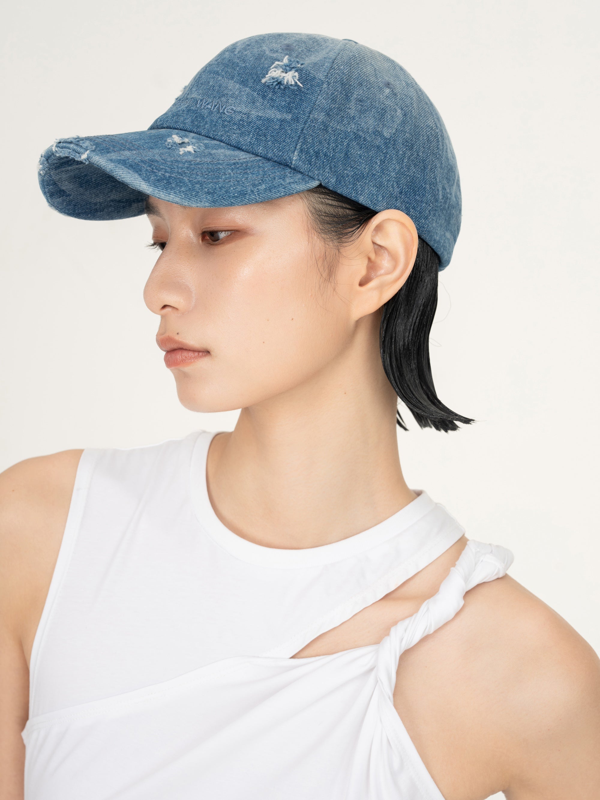 BLUE DENIM WASHED PRINTED BASEBALL CAP – Feng Chen Wang