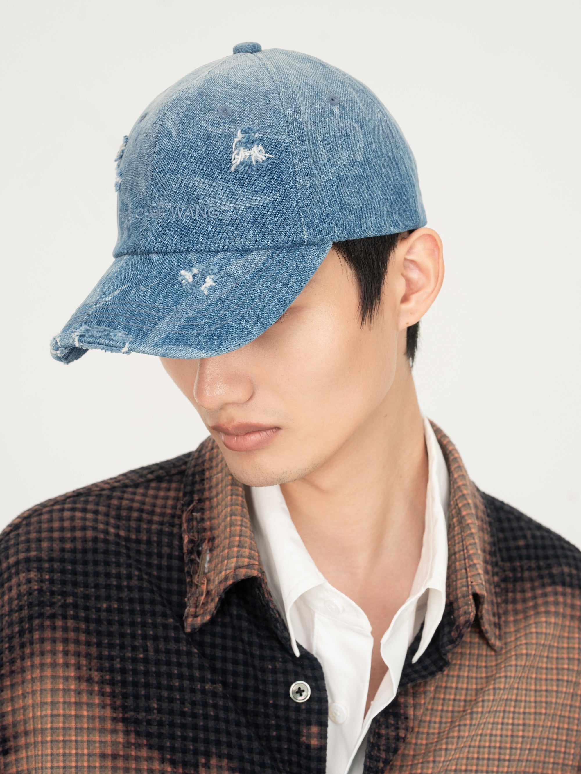 BLUE DENIM WASHED PRINTED BASEBALL CAP