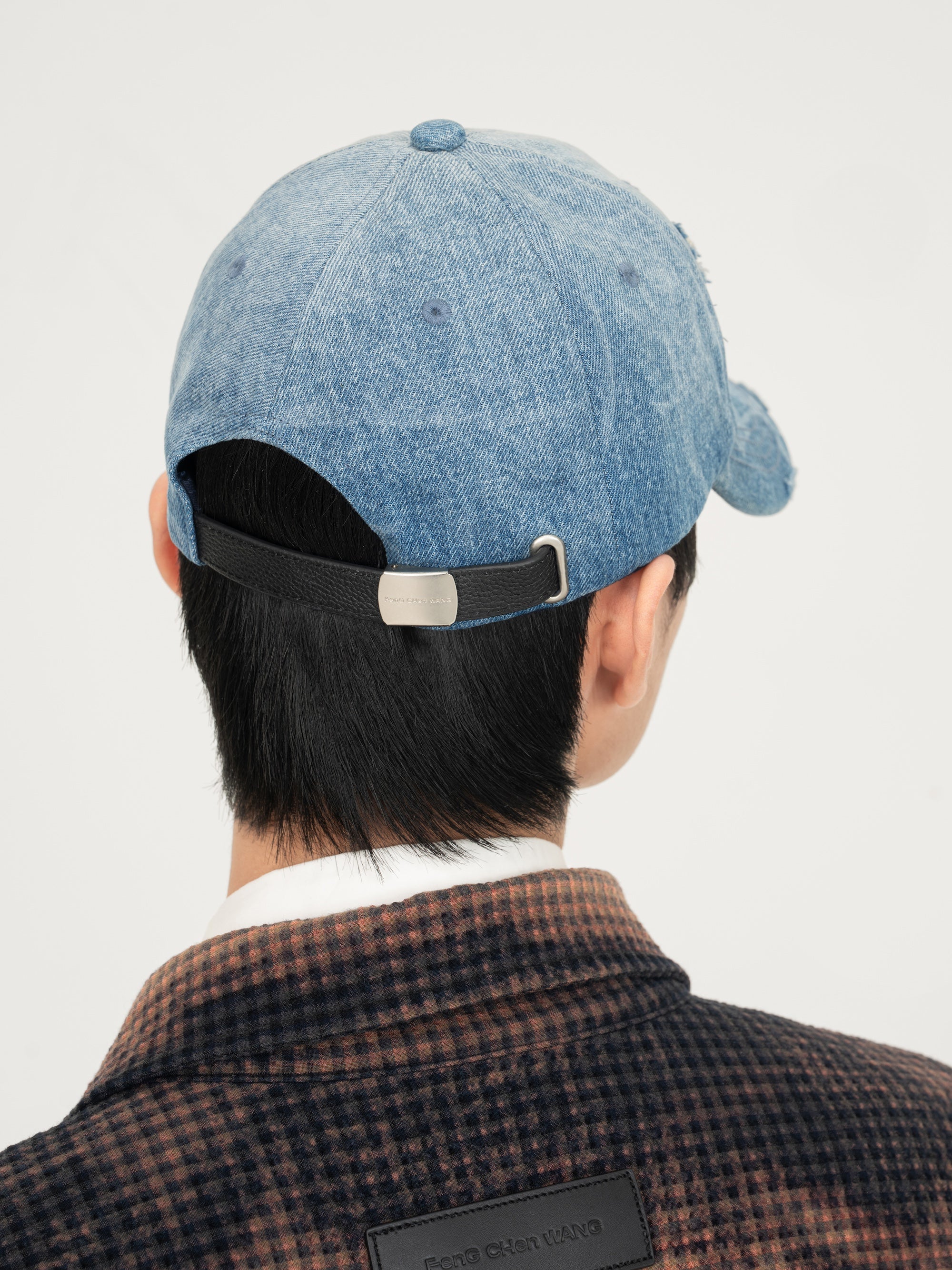 BLUE DENIM WASHED PRINTED BASEBALL CAP