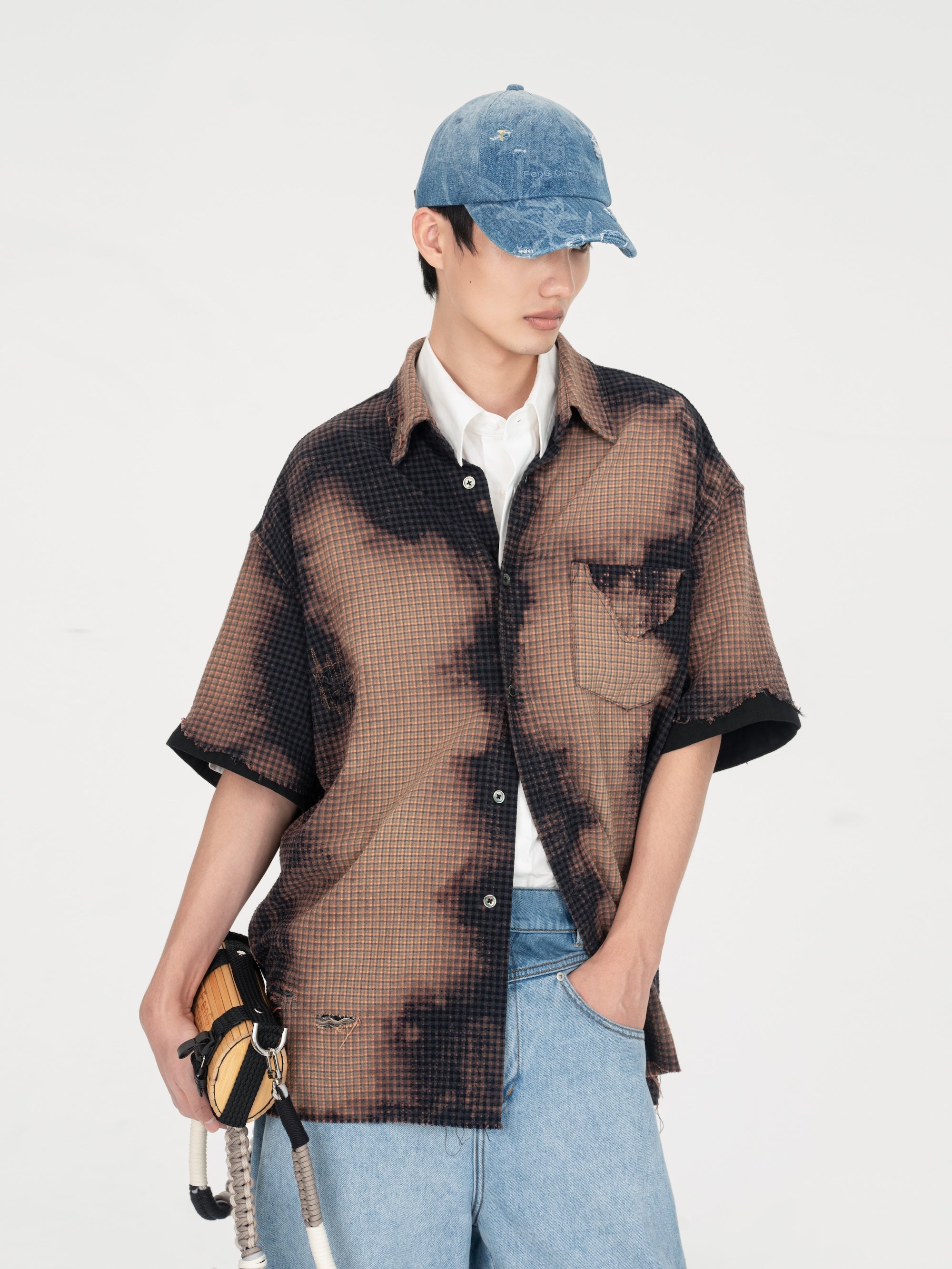 SHORT SLEEVE SHIRT IN DECAYED CHECK - Feng Chen Wang