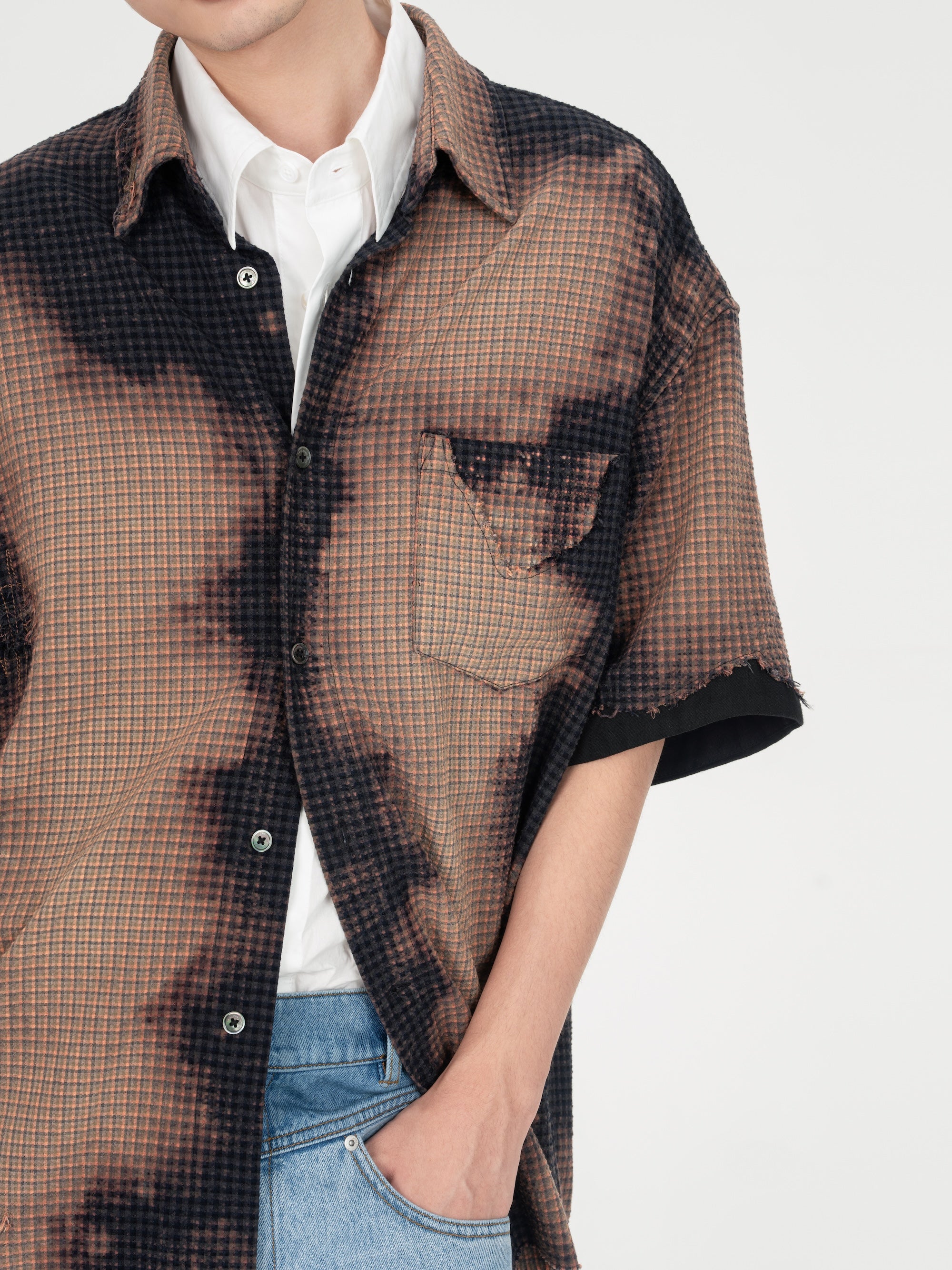 SHORT SLEEVE SHIRT IN DECAYED CHECK - Feng Chen Wang