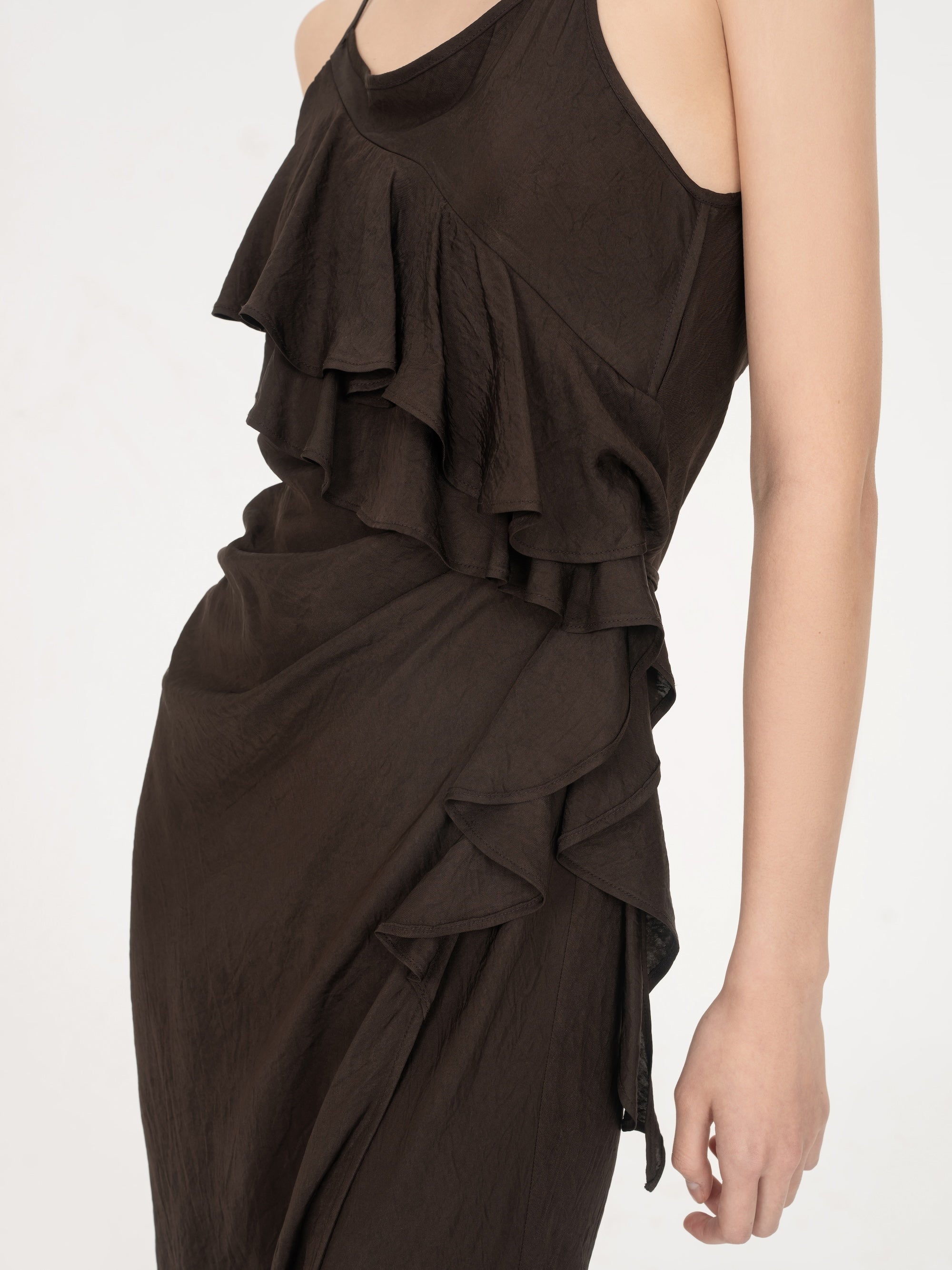 ASYMMERTRICAL RUFFLE DRESS