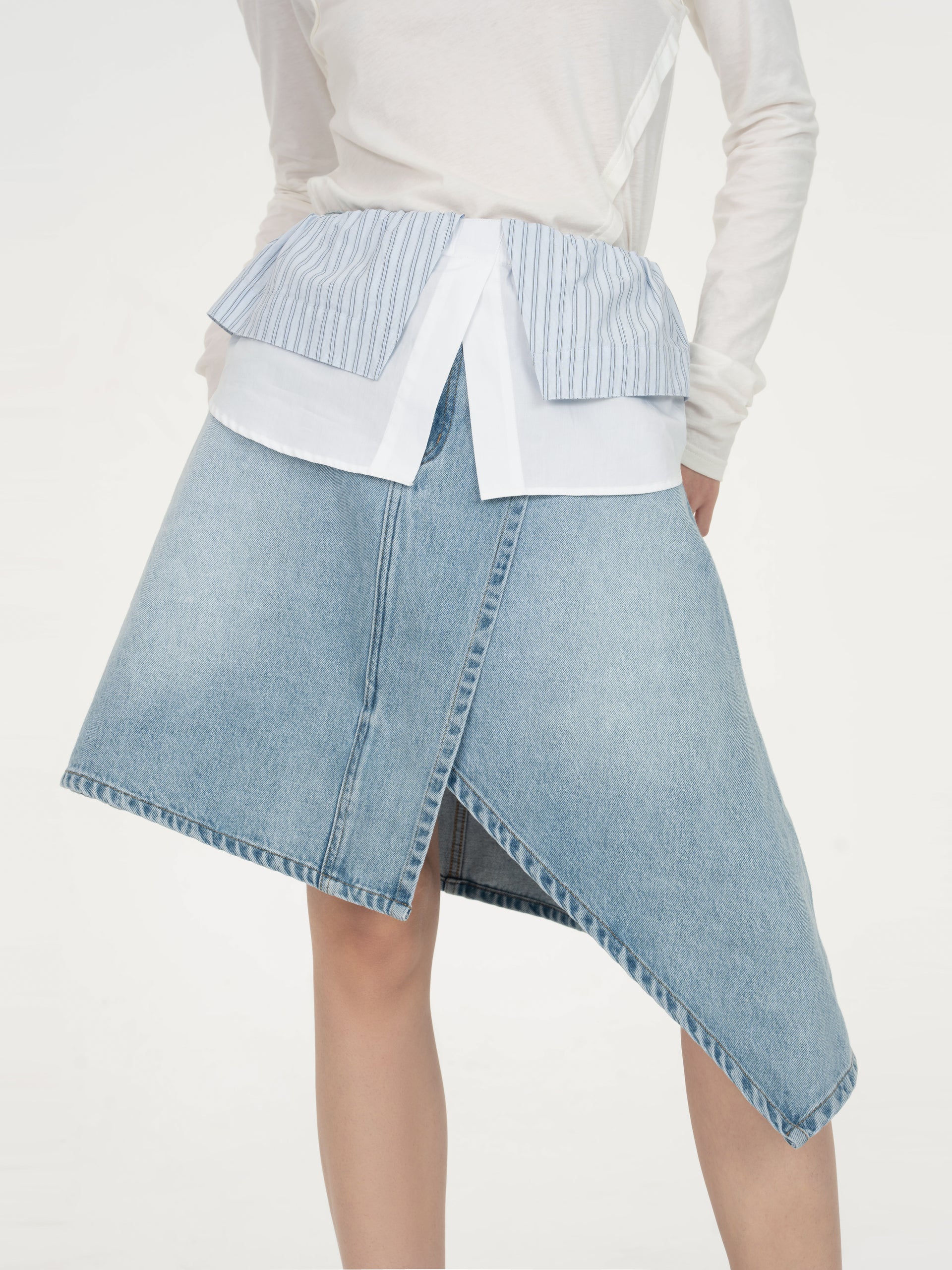 2-IN-1 COLORBLOCK DENIM SKIRT
