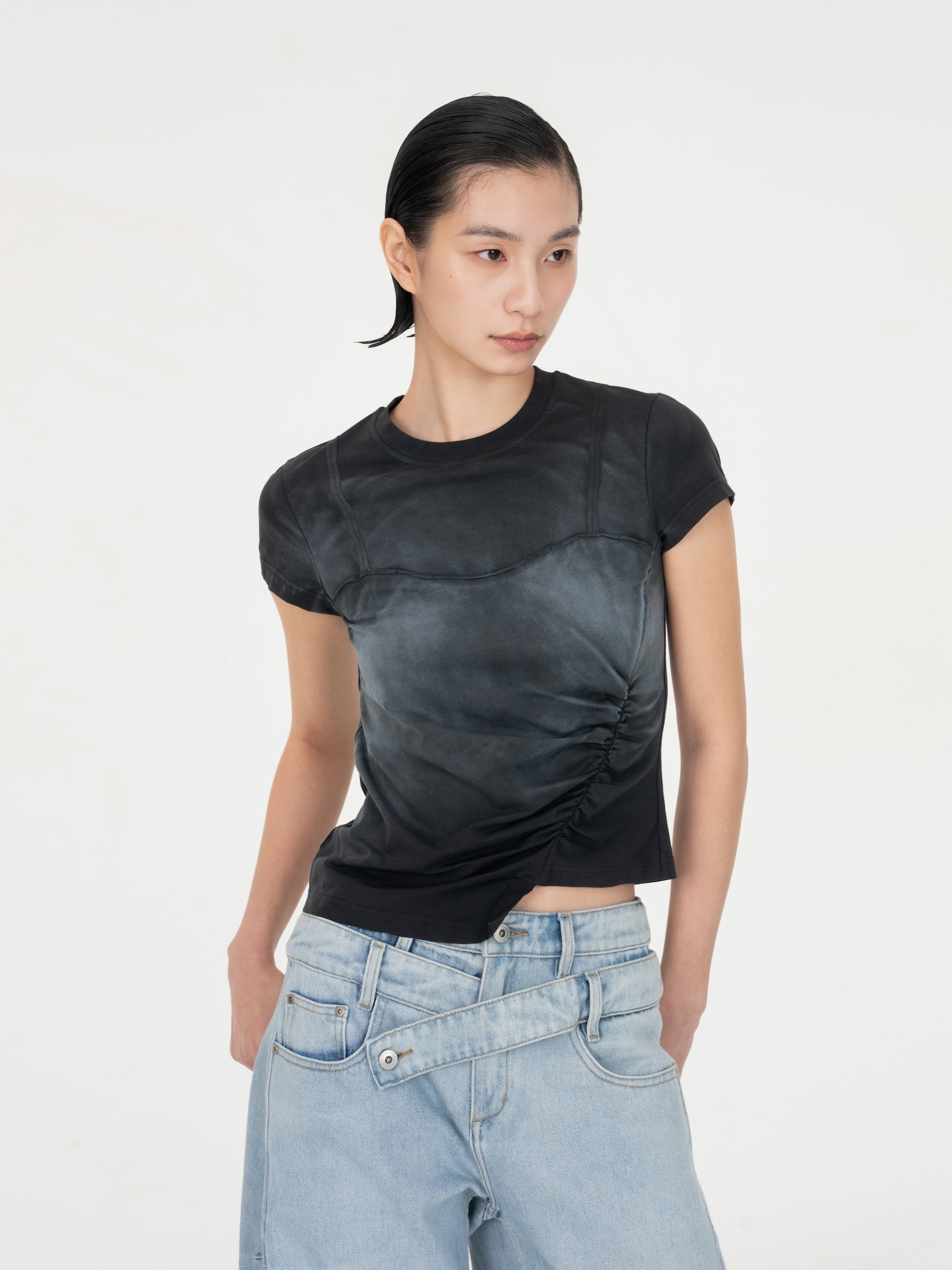 GRADIENT INDIGO T-SHIRT - Feng Chen Wang