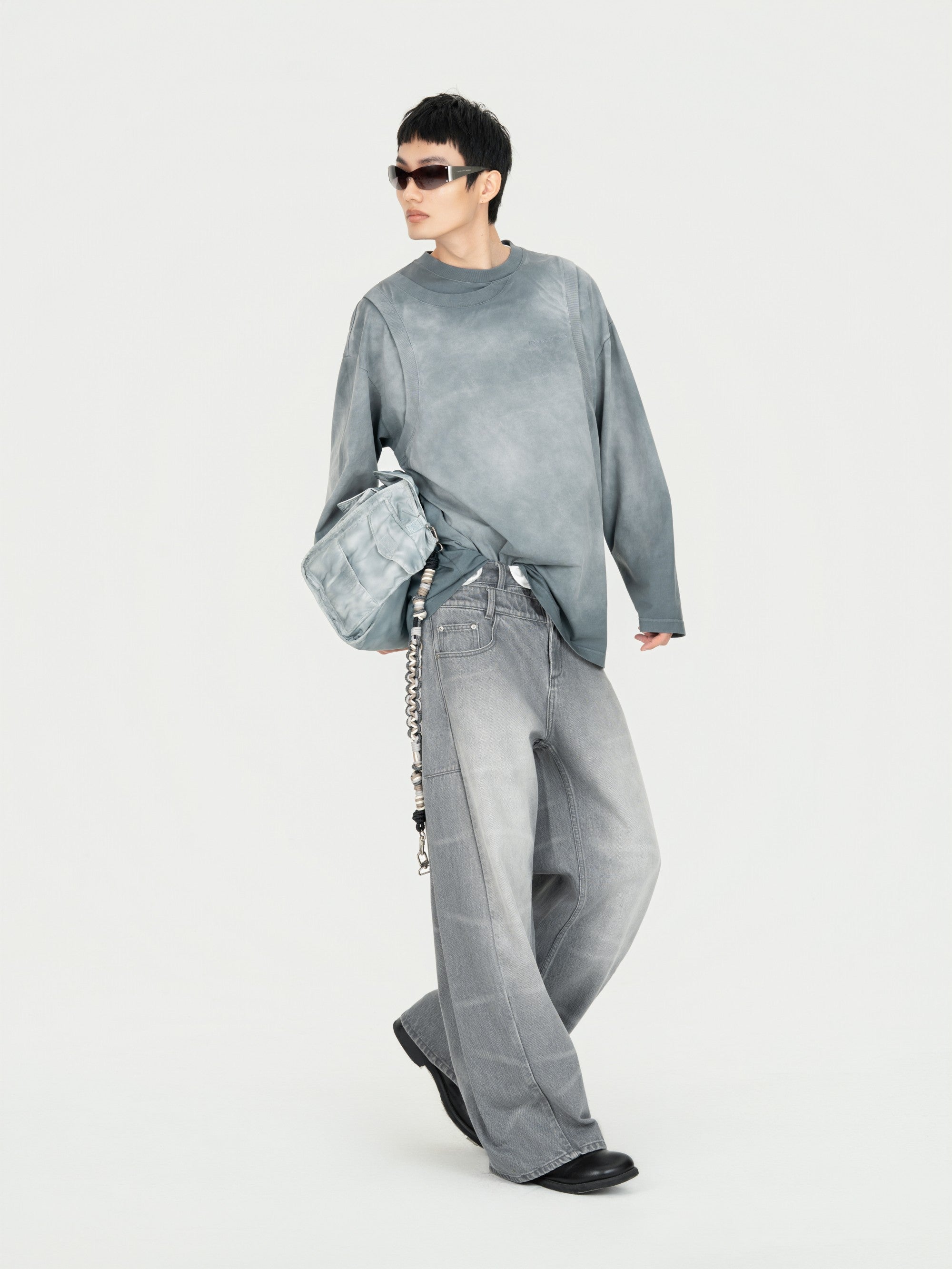 2 IN 1 LONG SLEEVE TEE IN WASHED JERSEY