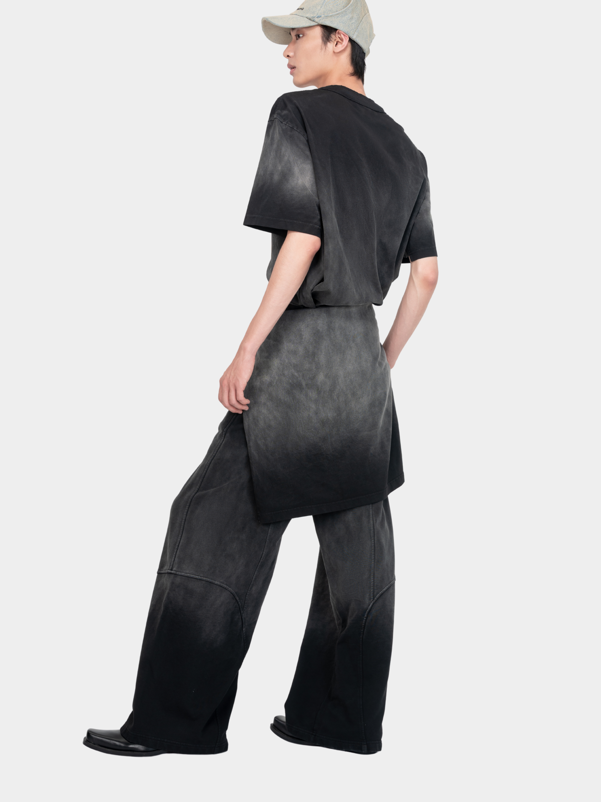 BLACK-GREY WASHED DYED PANTS