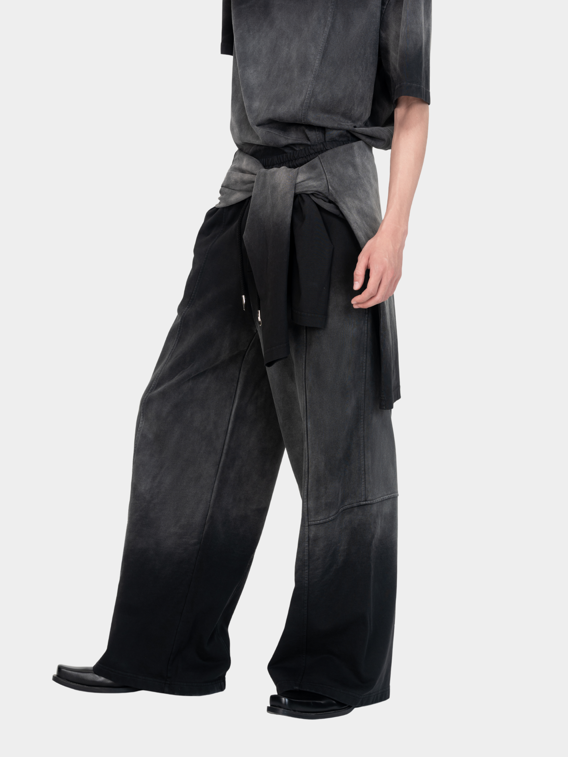 BLACK-GREY WASHED DYED PANTS