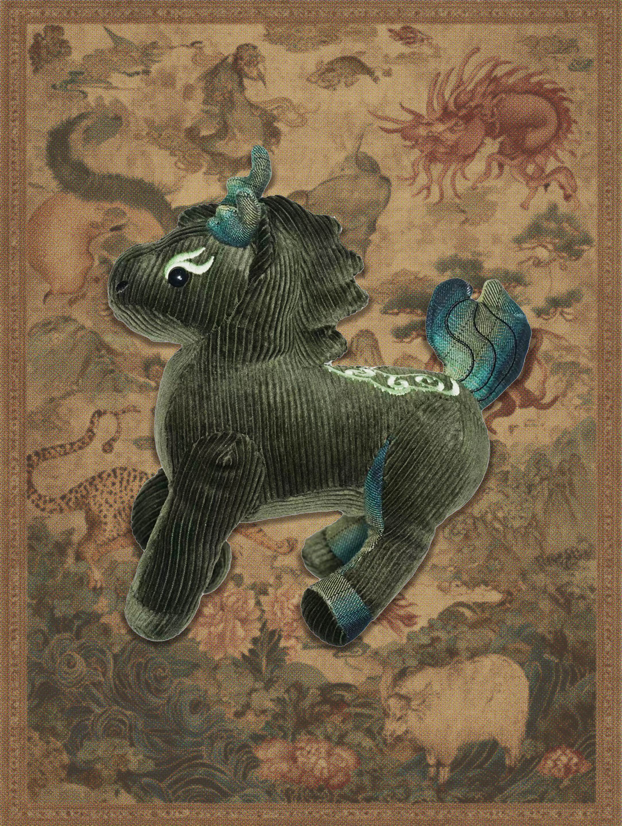 CORDUROY-AND-PLAID PATCHWORKED LONGMA