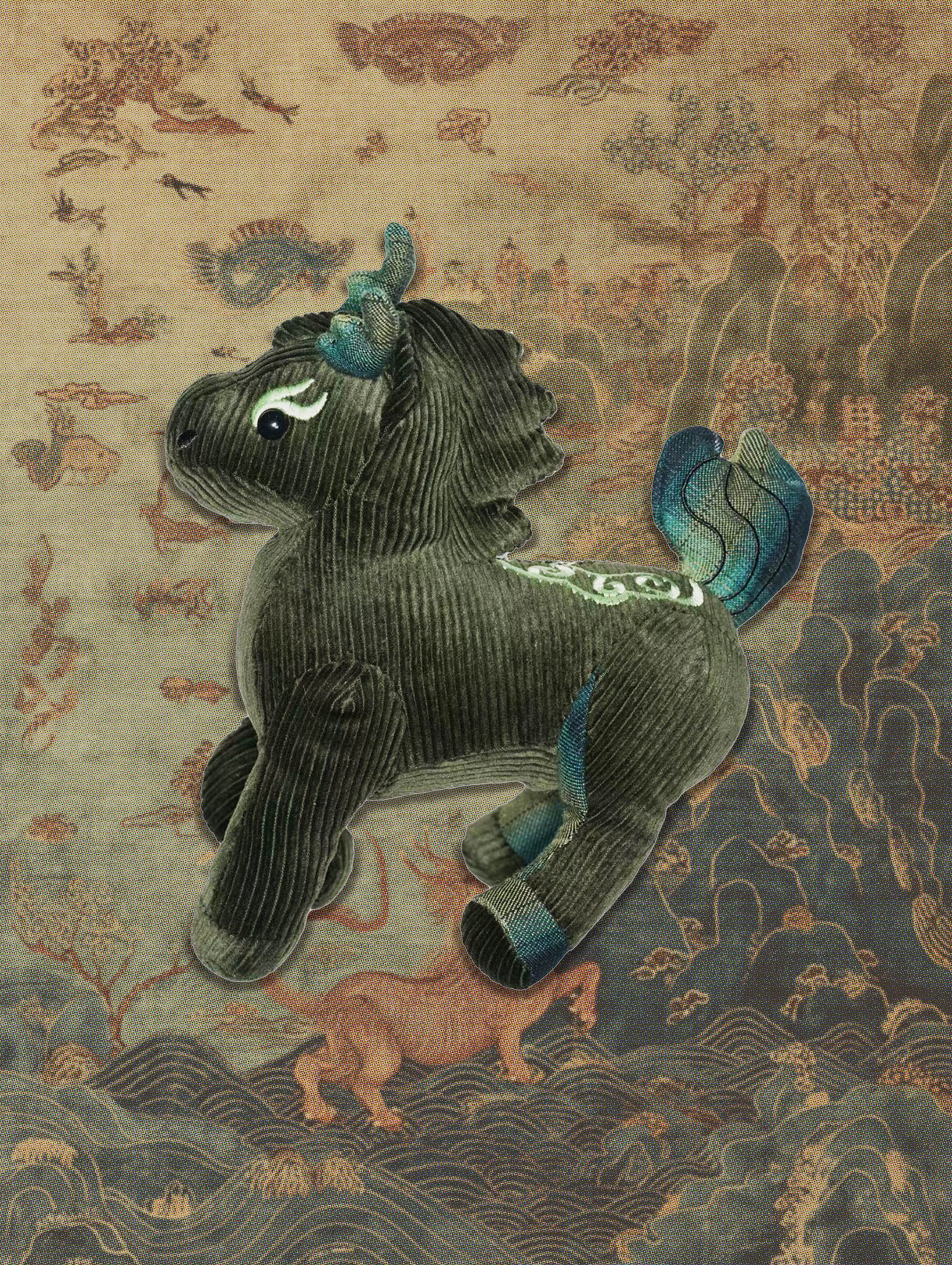 CORDUROY-AND-PLAID PATCHWORKED LONGMA