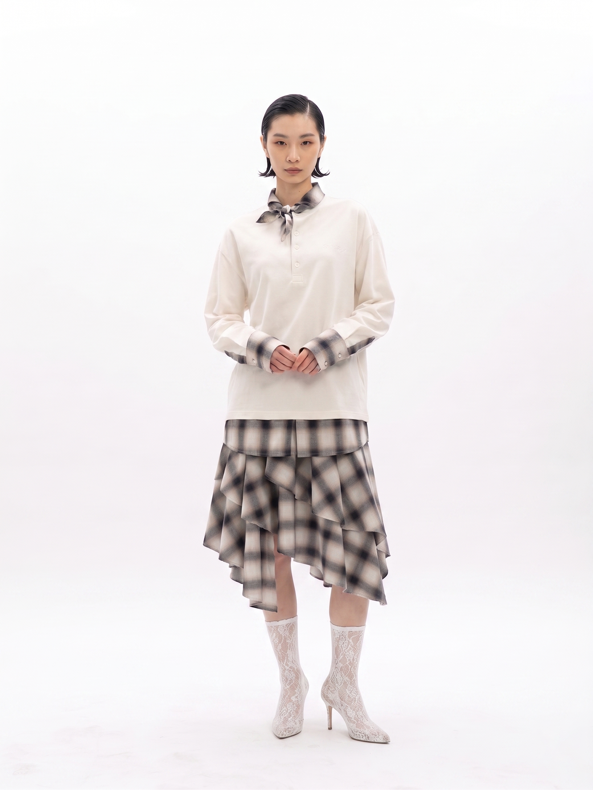 2 IN 1 LONG SLEEVE TEE WITH CHECK