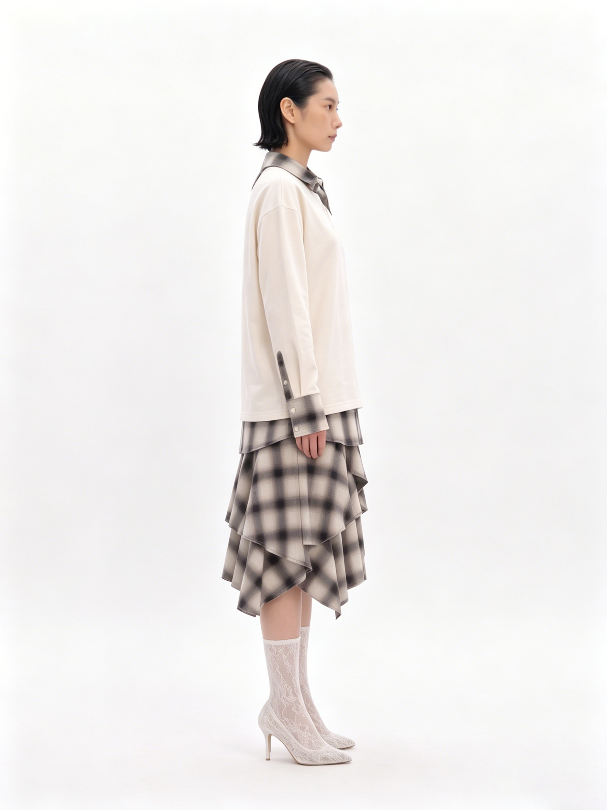 2 IN 1 LONG SLEEVE TEE WITH CHECK