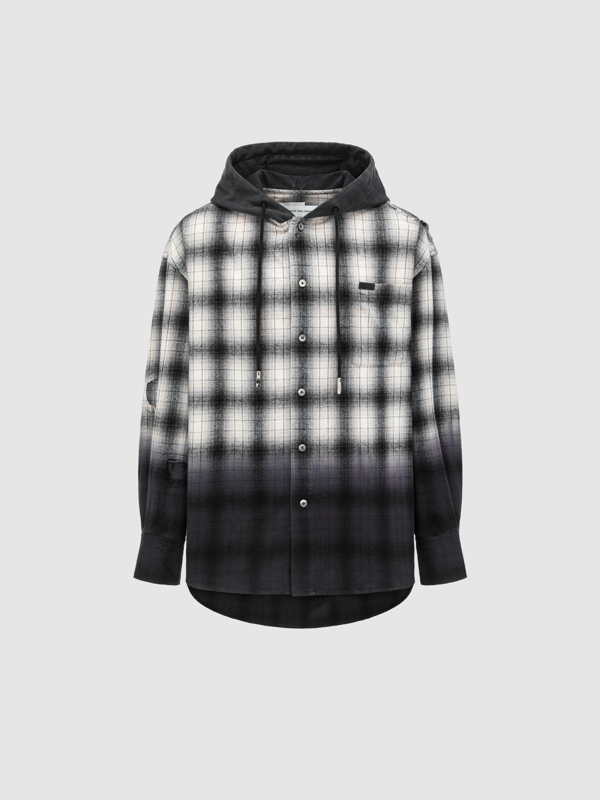 BLACK AND GREY PLAID SHIRT