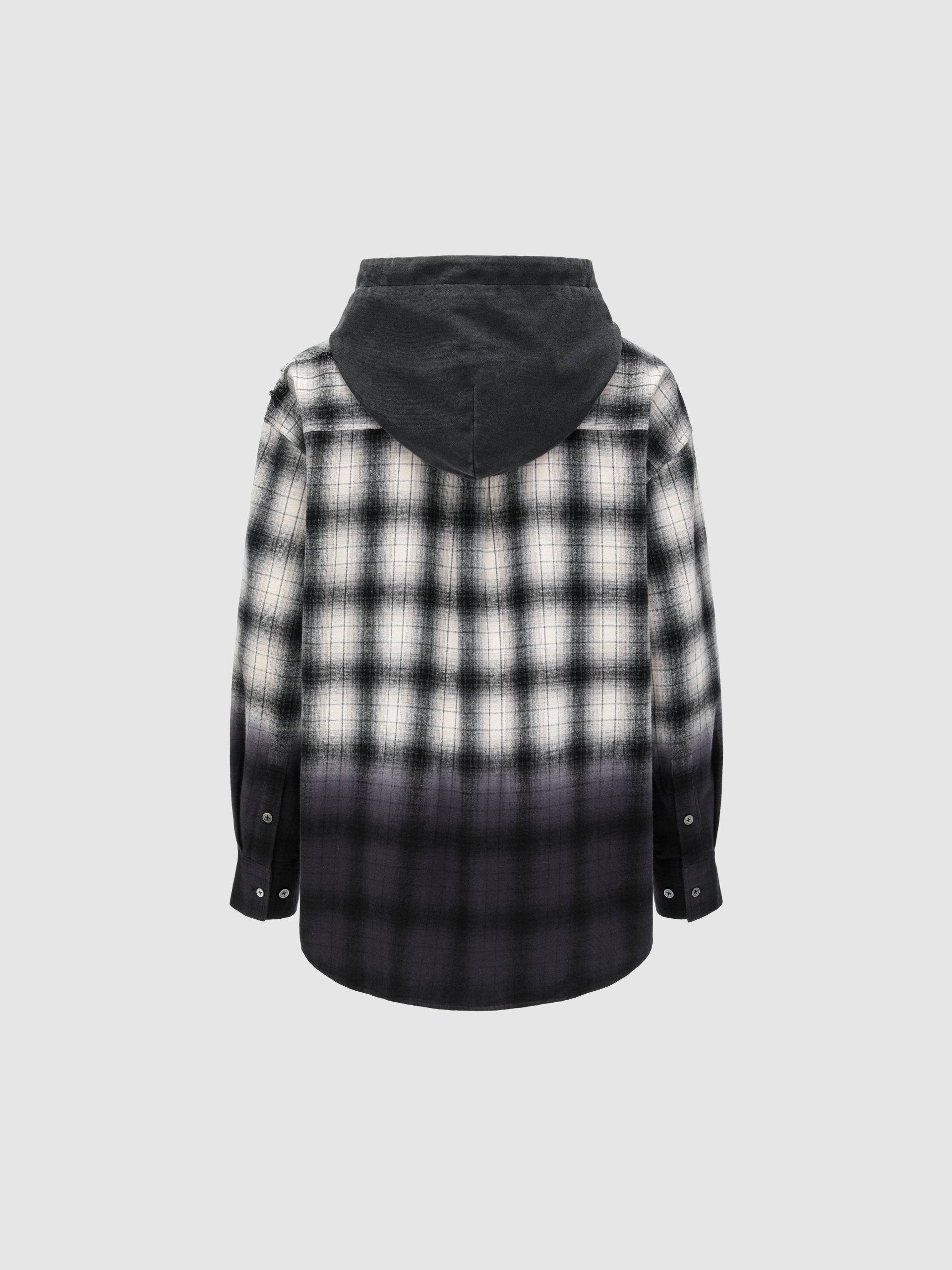 BLACK AND GREY PLAID SHIRT