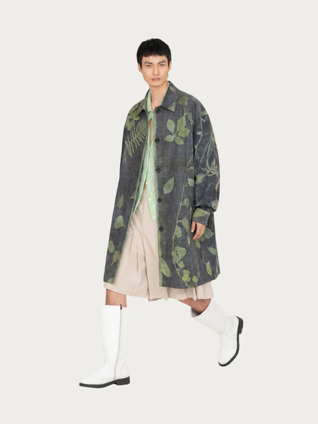 Feng Chen Wang　WOVEN PANELLED COAT COAT IN ANTIQUE PLANT DYED – Feng Chen Wang