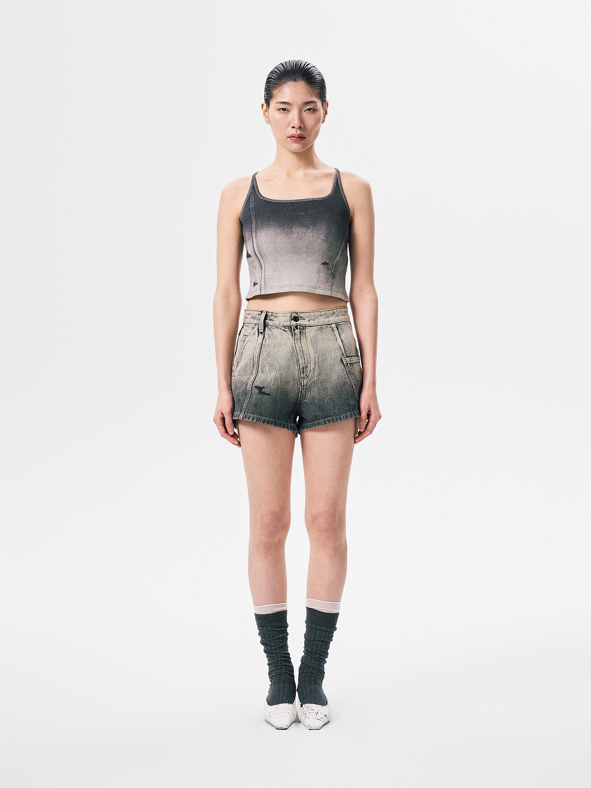 GRADIENT DENIM SHORTS