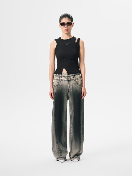 FenG Chen WANG STRIPED VEST ベスト 黒 S FenG Chen WANG STRIPED VEST ベスト 黒 S