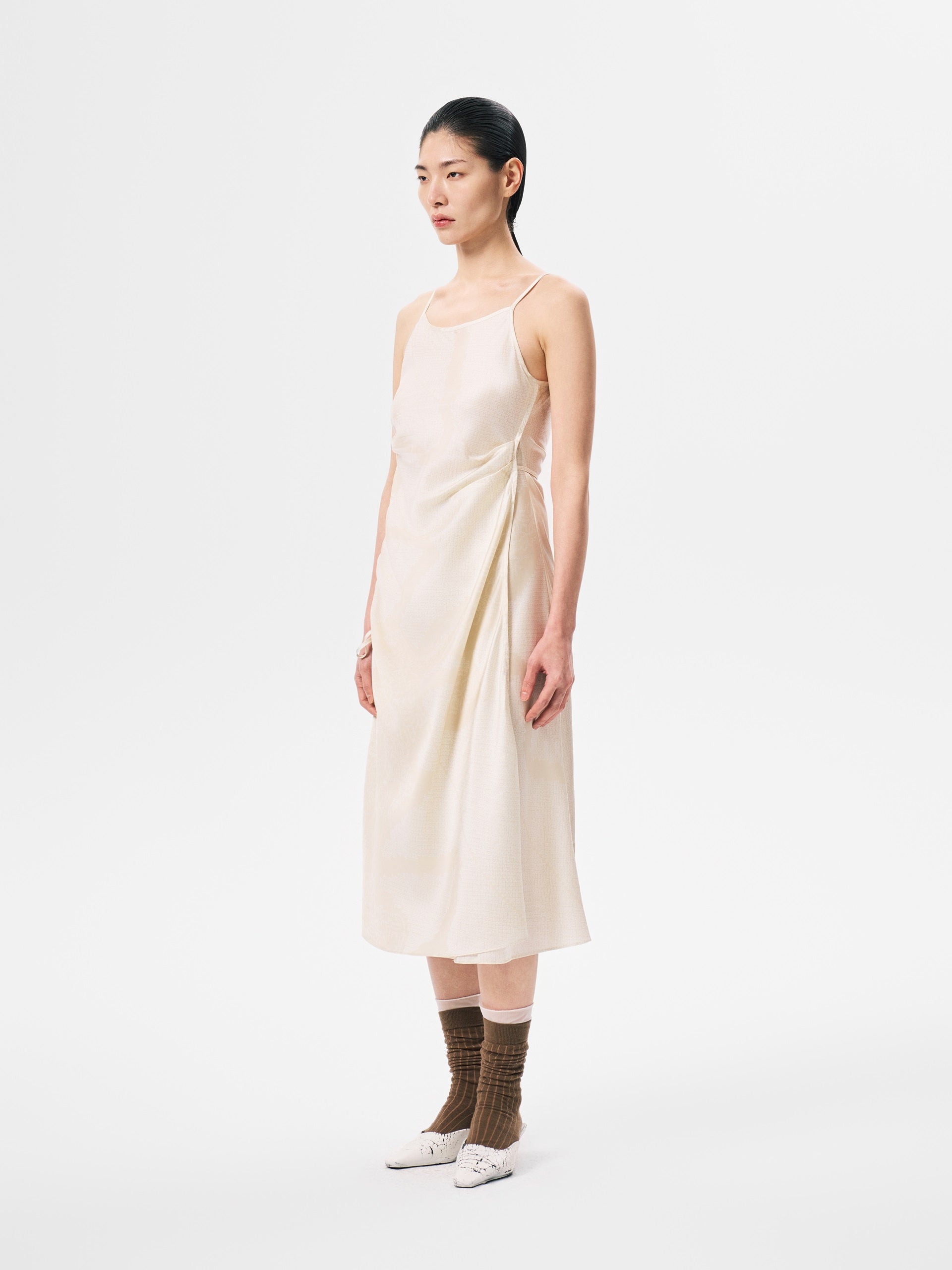 PLEATED SILK DRESS