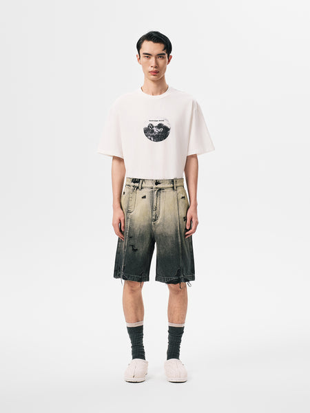 パンツ andwang fringe denim short pants fringe denim short pants
