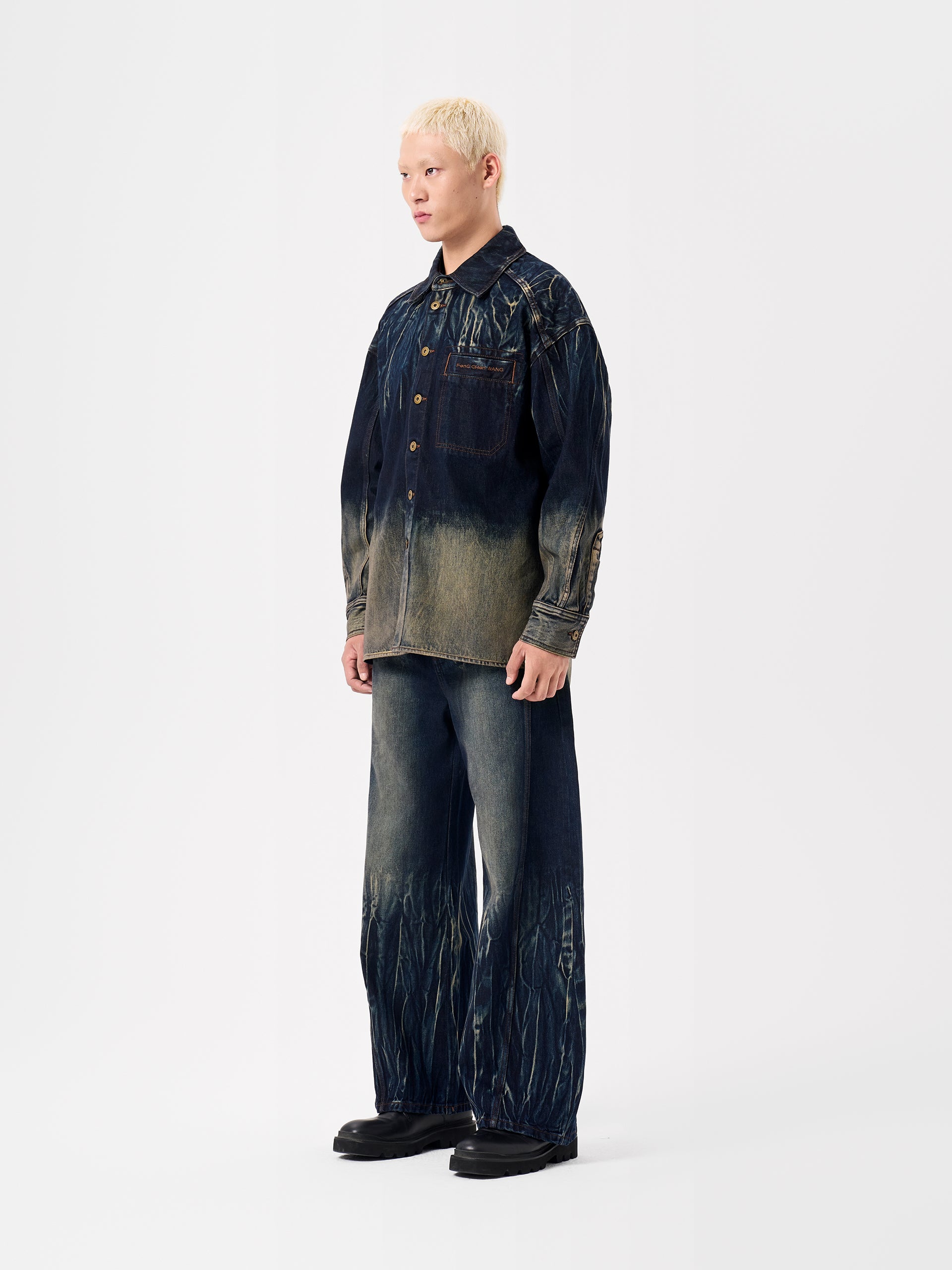 BLUE TIE-DYE DENIM SHIRT JACKET
