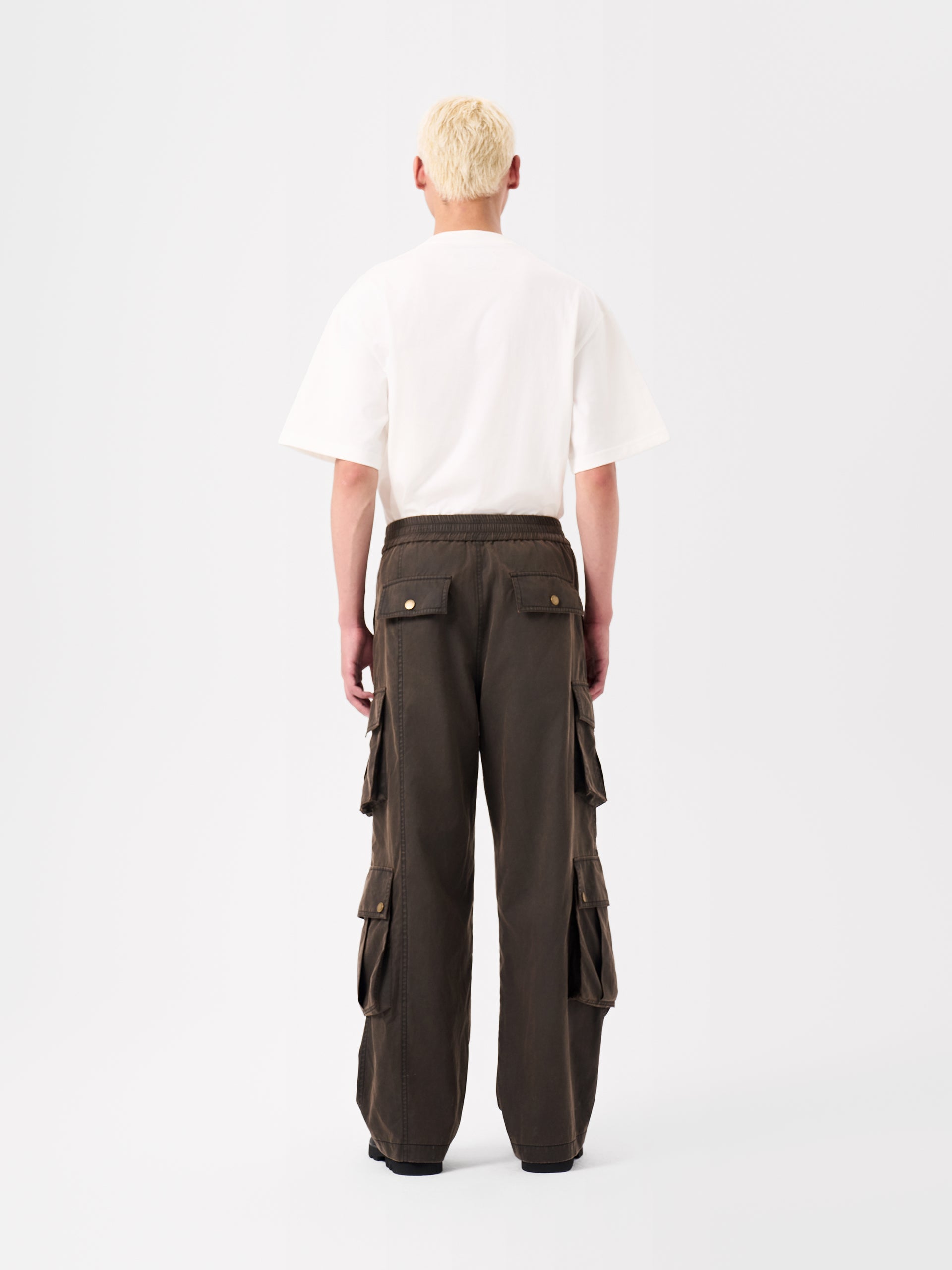 BROWN DECONSTRUCTED WASHED UTILITY PANTS