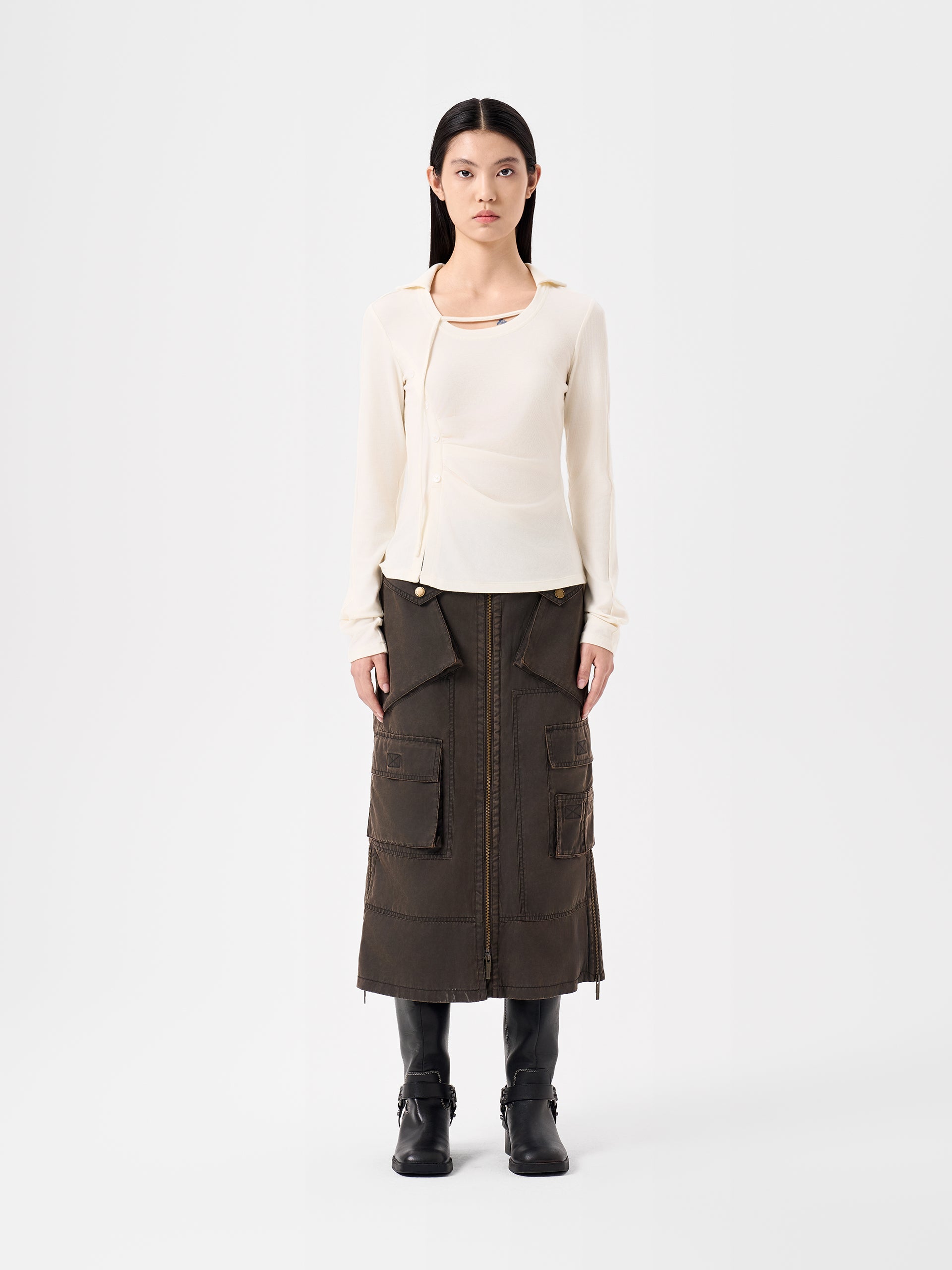 WHITE CREW NECK LONG SLEEVE BASE LAYER TOP