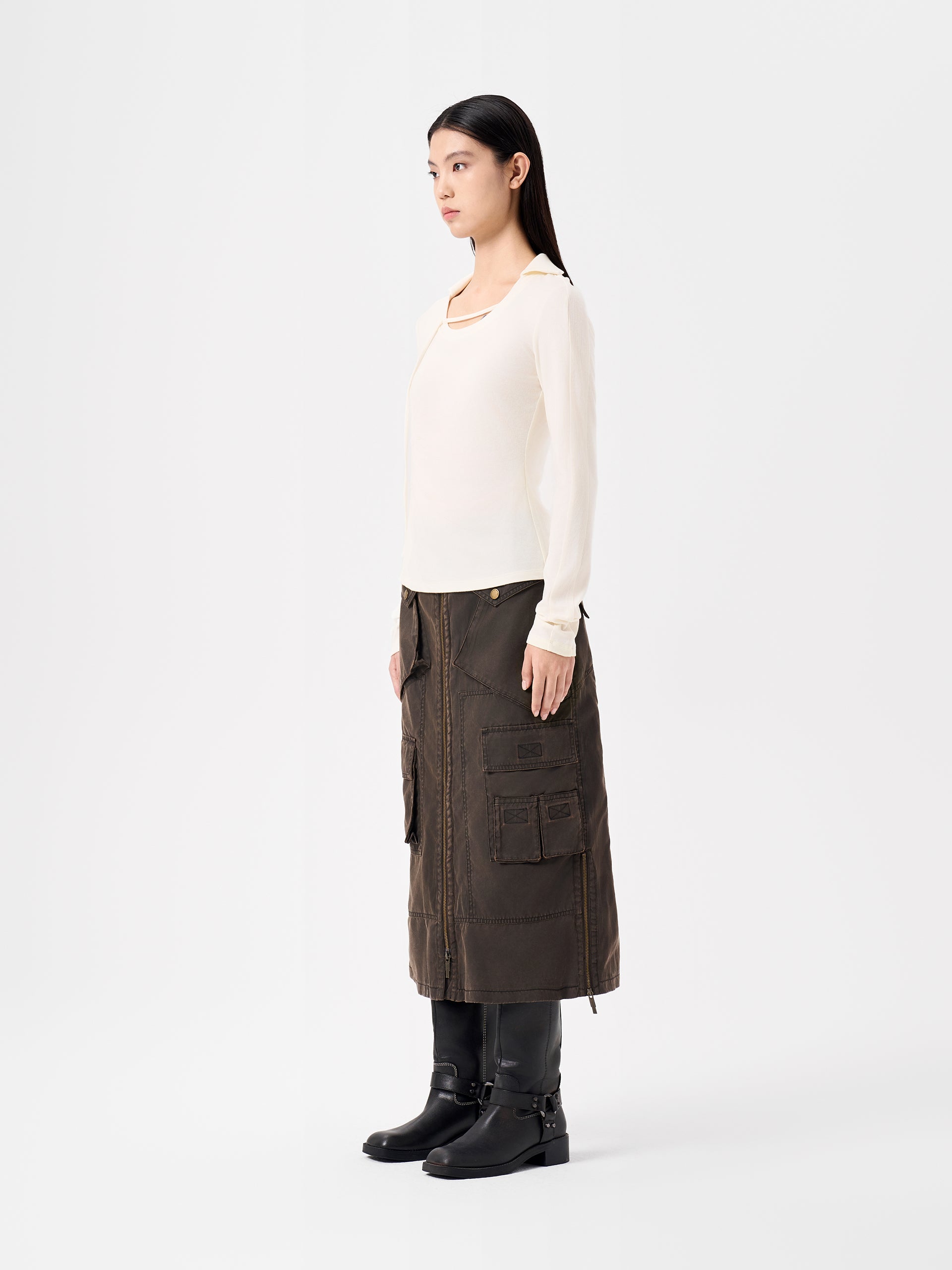WHITE CREW NECK LONG SLEEVE BASE LAYER TOP