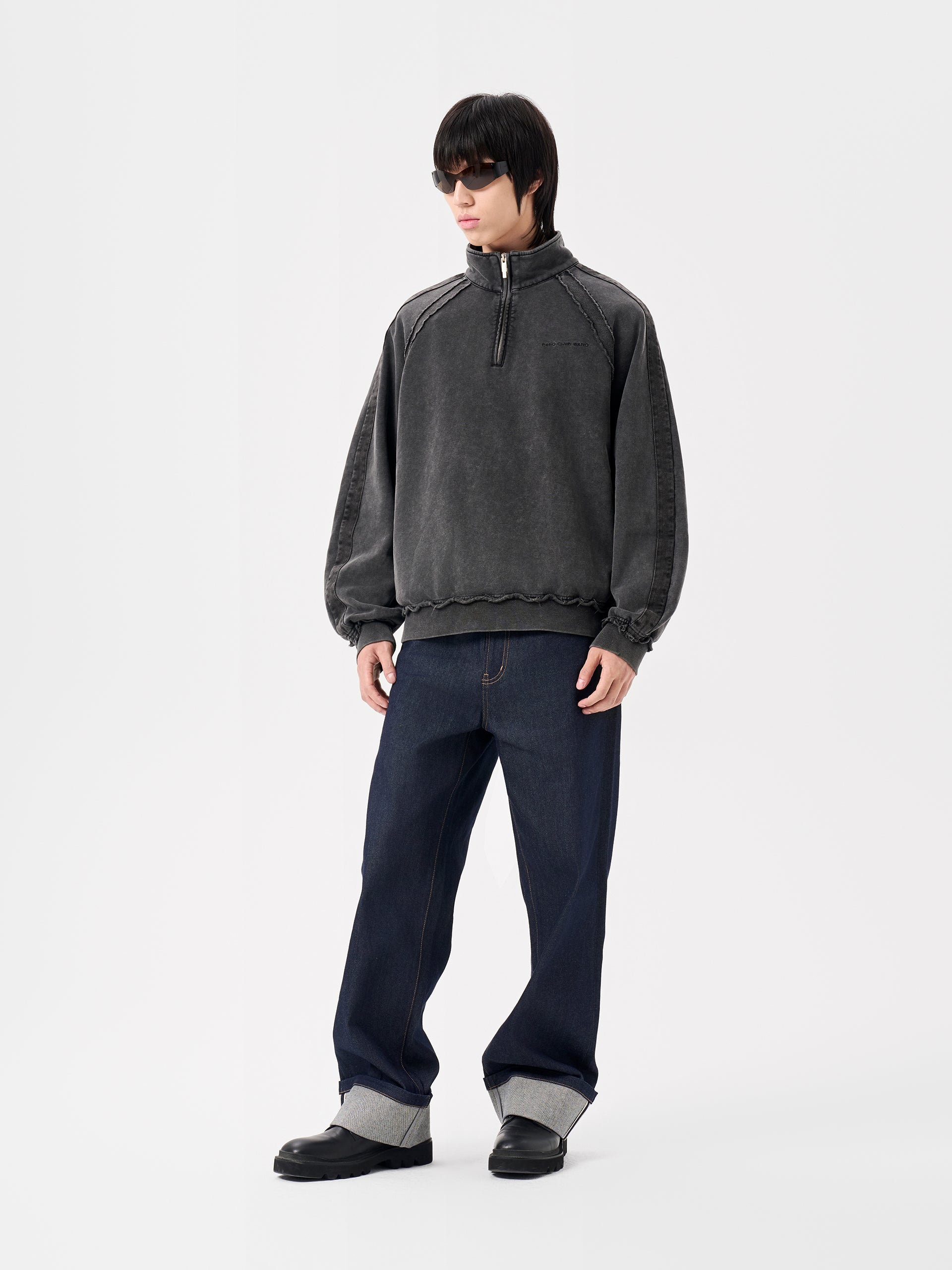 TIE-DYE WASHED ZIP-UP POLO SHIRT
