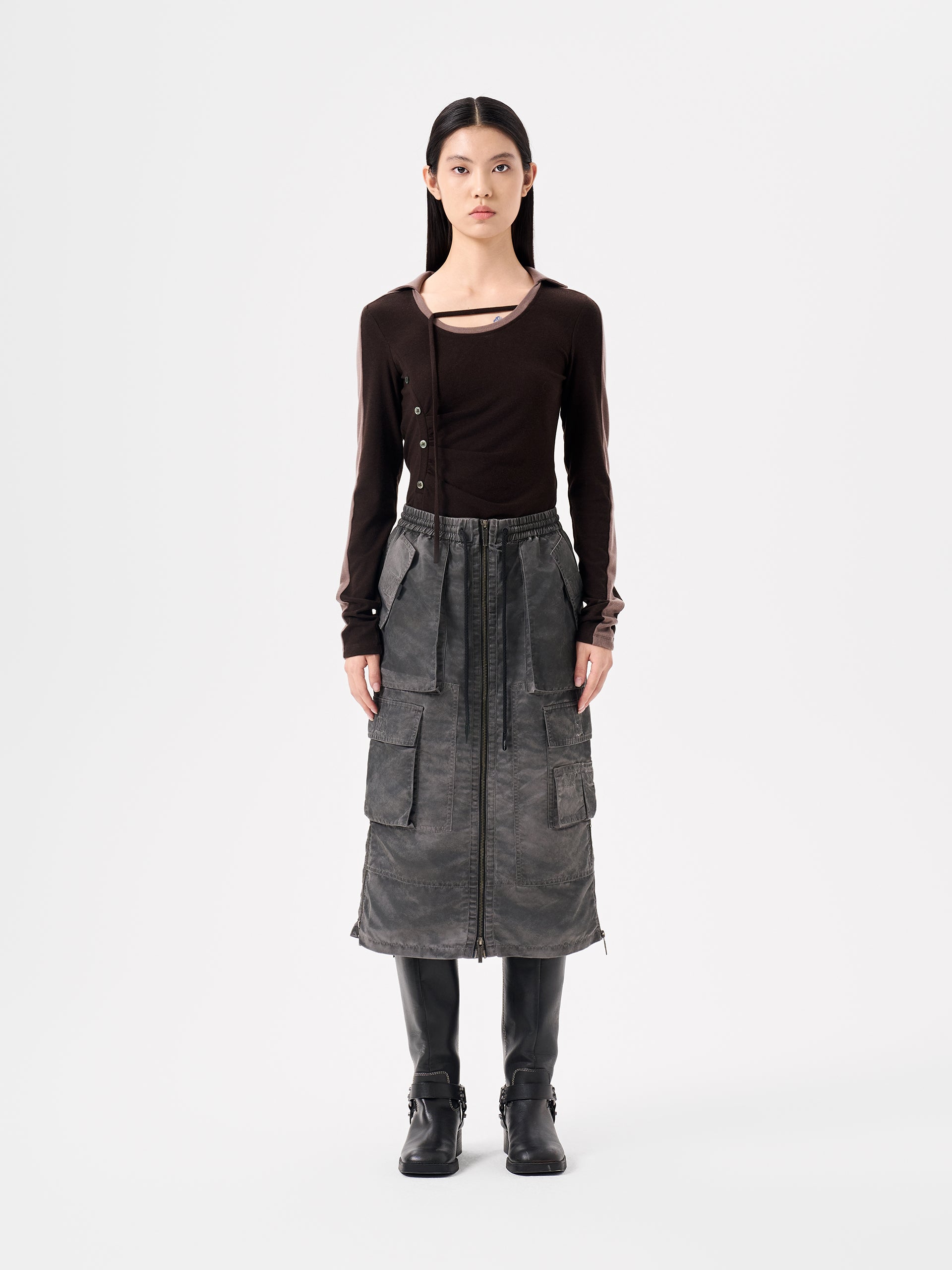 SPRAY-DYED NYLON UTILITY SKIRT