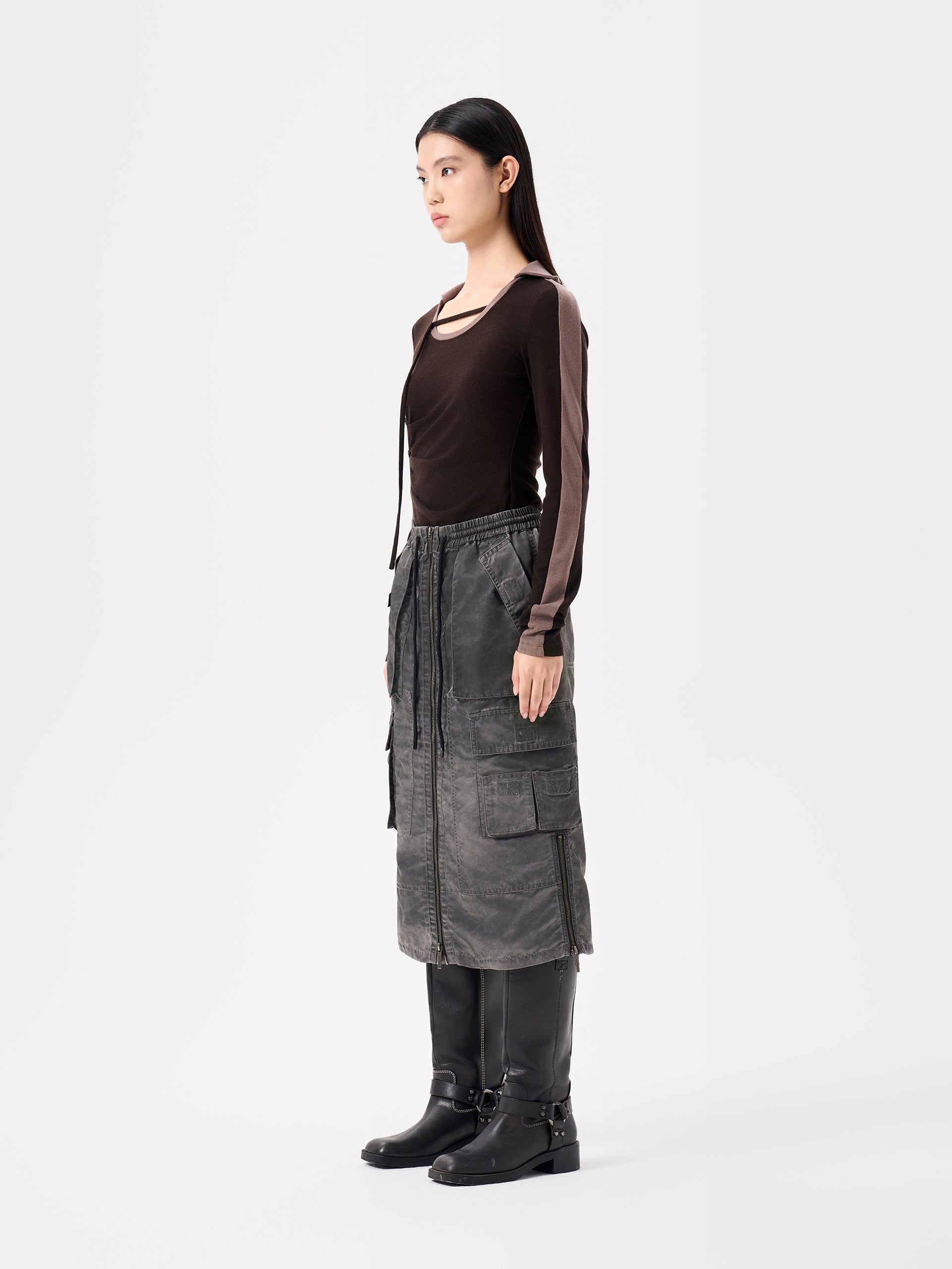 SPRAY-DYED NYLON UTILITY SKIRT