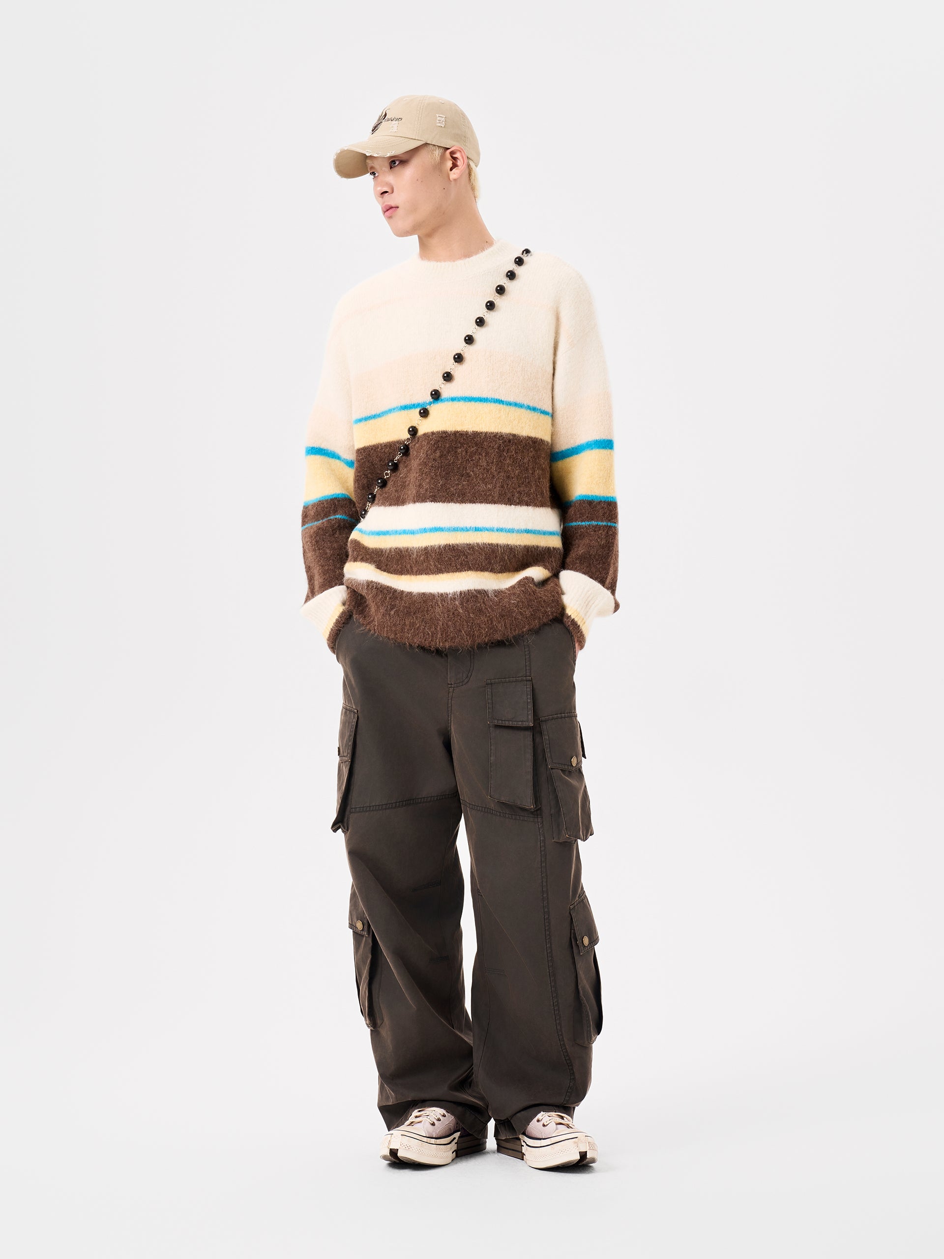 MULTICOLOR STRIPED JACQUARD KNIT PULLOVER