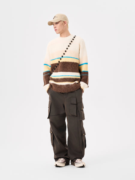 MULTICOLOR STRIPED JACQUARD KNIT PULLOVER – Feng Chen Wang