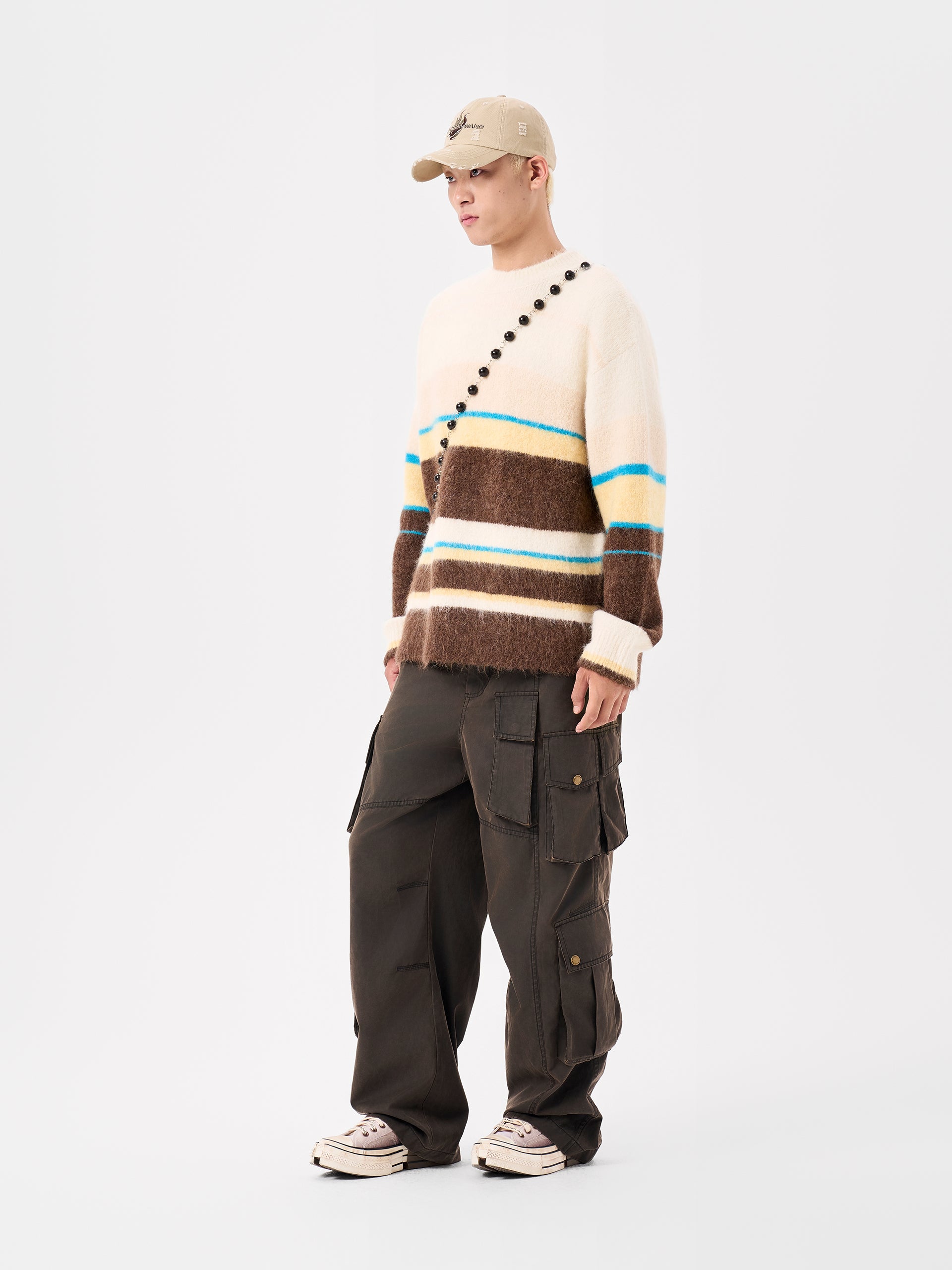 MULTICOLOR STRIPED JACQUARD KNIT PULLOVER