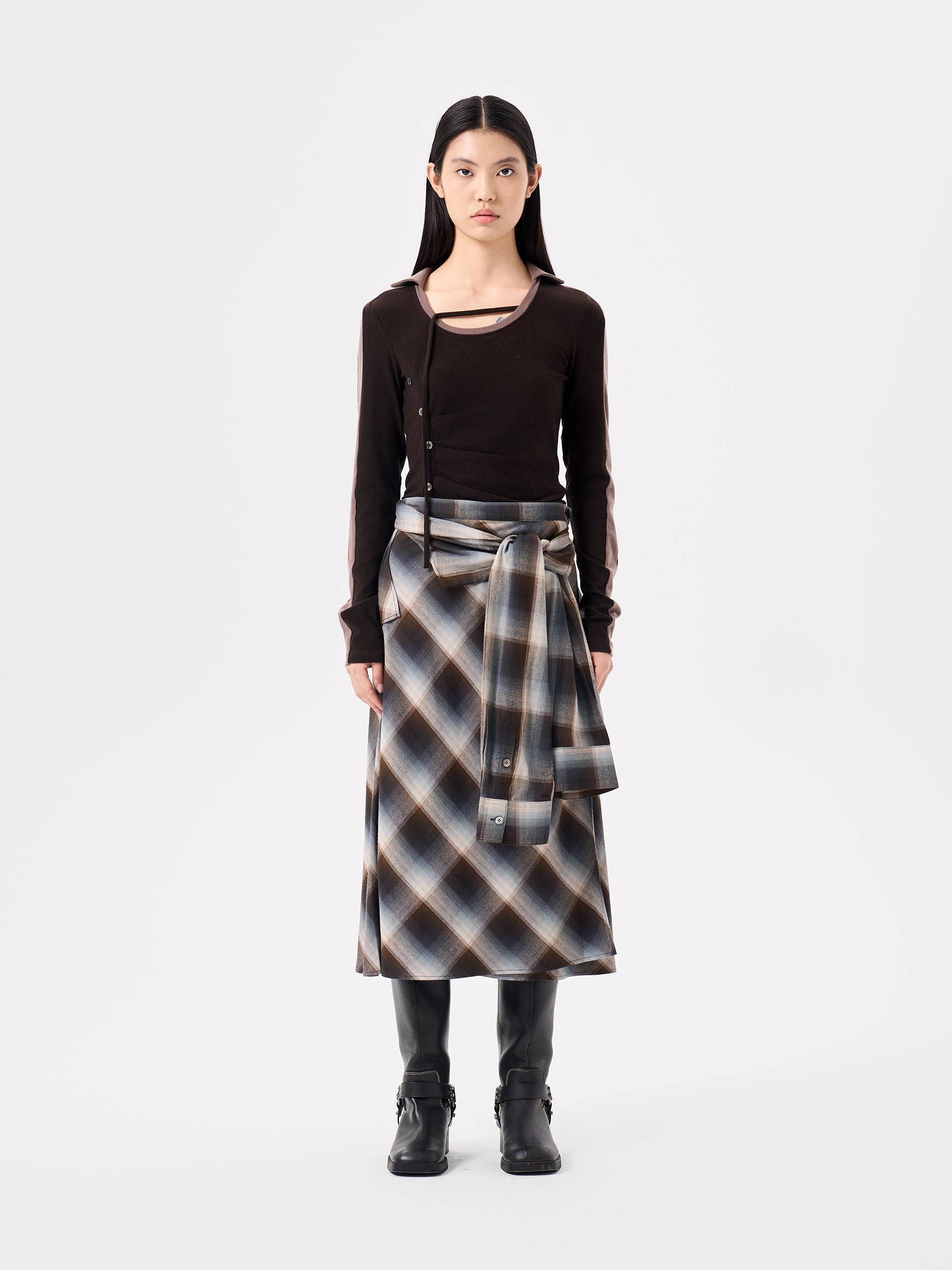 DECONSTRUCTED SHIRT-STYLE PLAID SKIRT