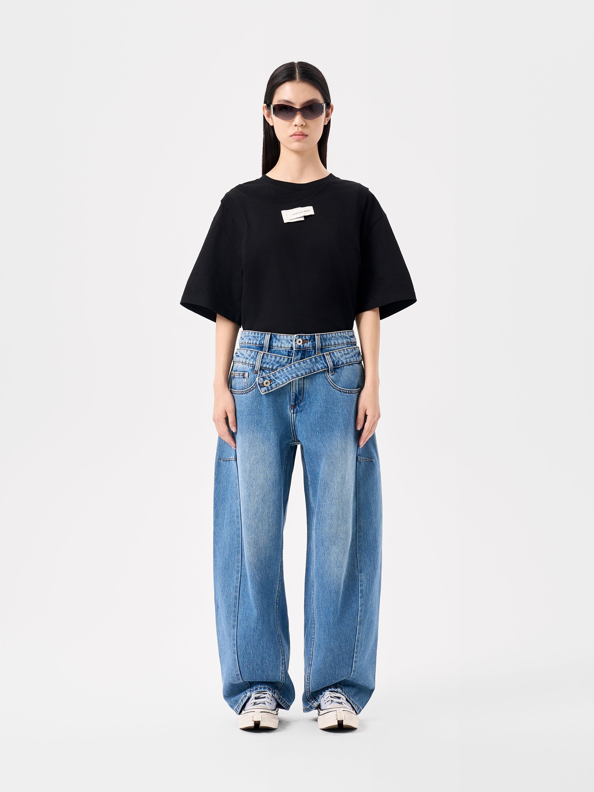 DECONSTRUCTED COLORBLOCK WOOL CASUAL PANTS