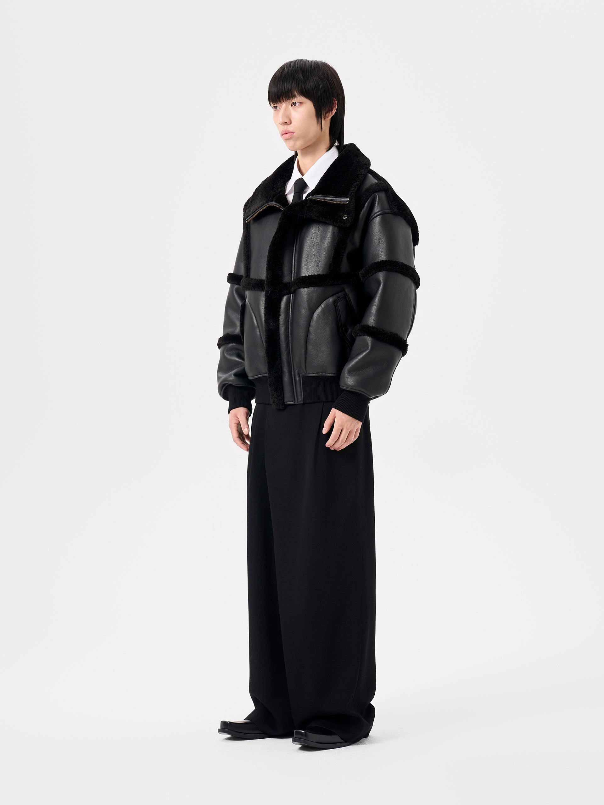 BLACK REVERSIBLE SHEARLING JACKET