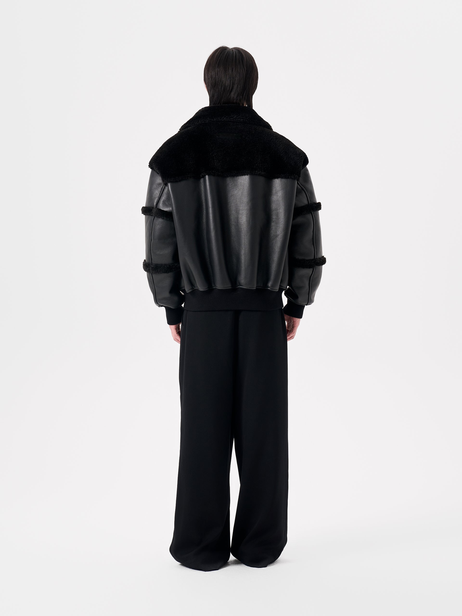 BLACK REVERSIBLE SHEARLING JACKET